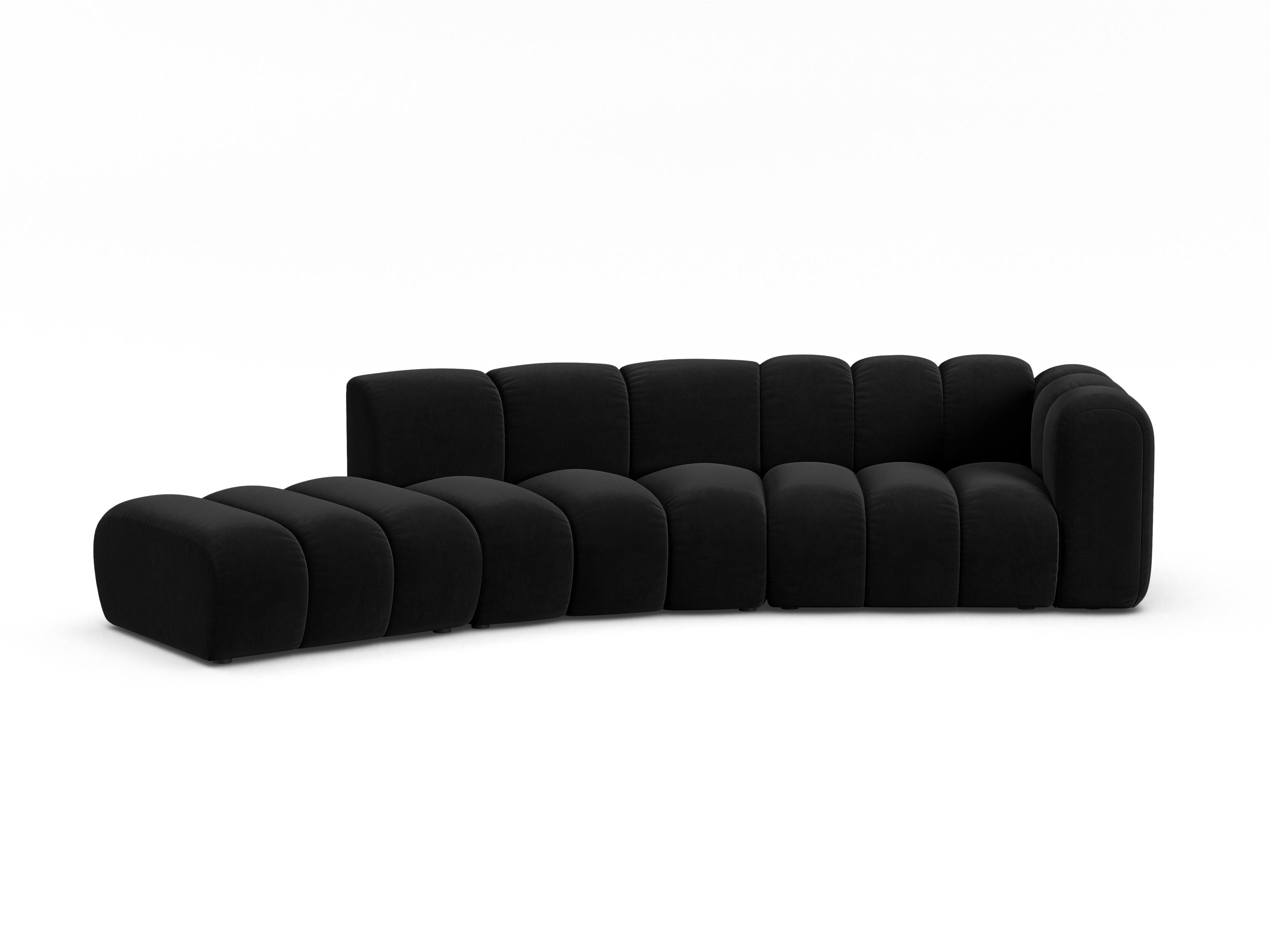 Velvet sofa for 5 people, left-sided LUPINE black