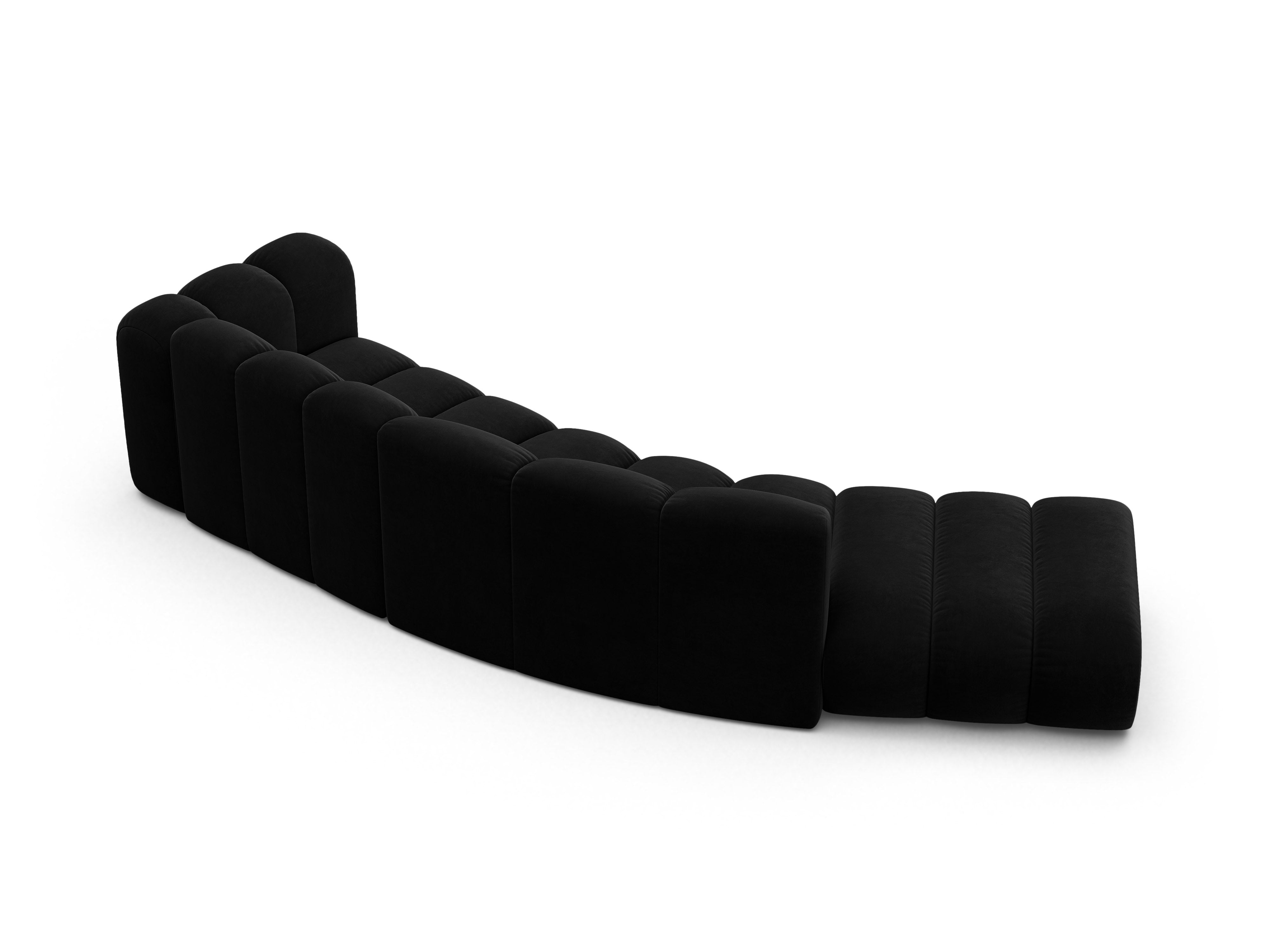 Velvet sofa for 5 people, left-sided LUPINE black