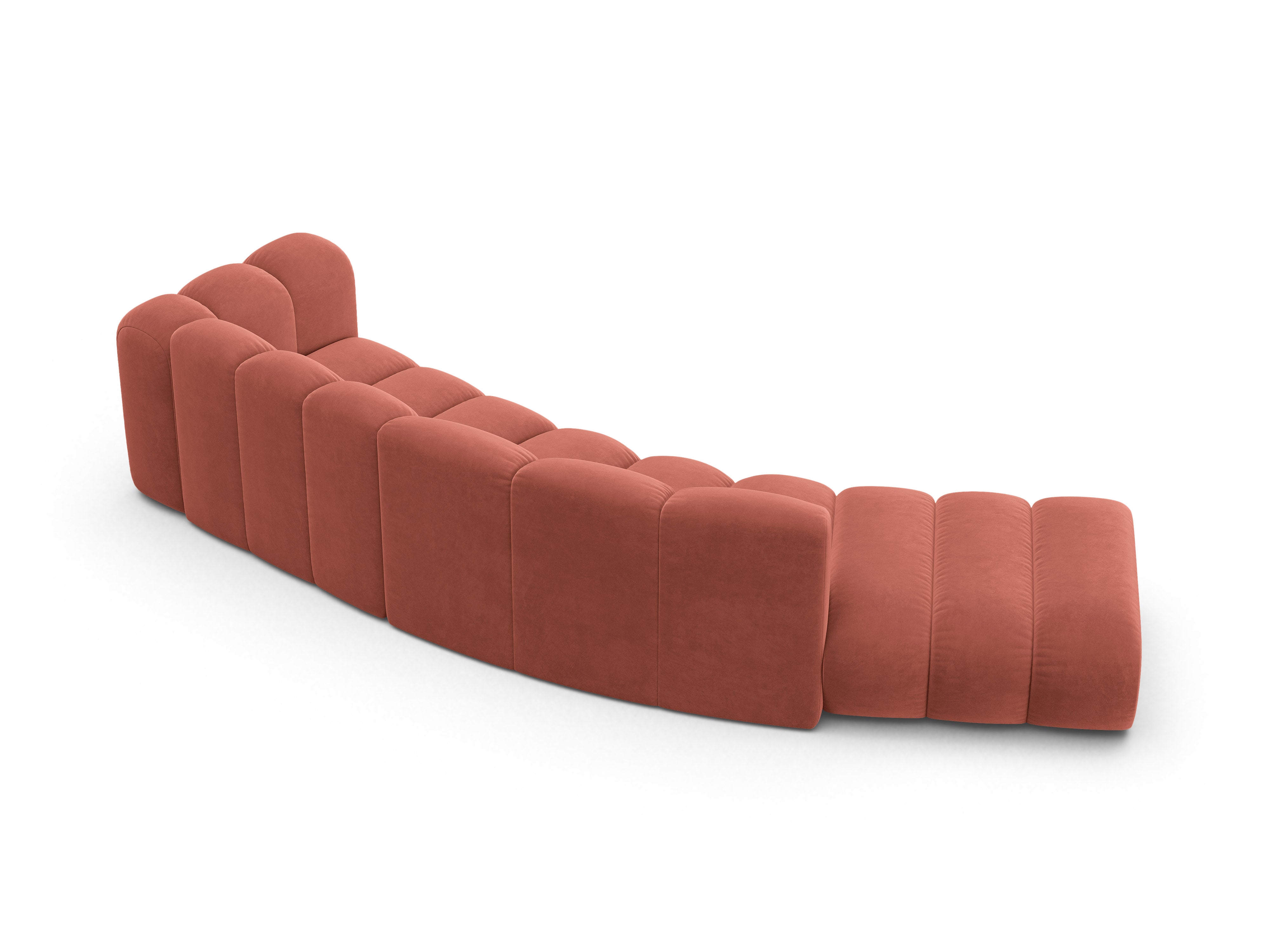 Velvet sofa for 5 people, left-sided LUPINE coral