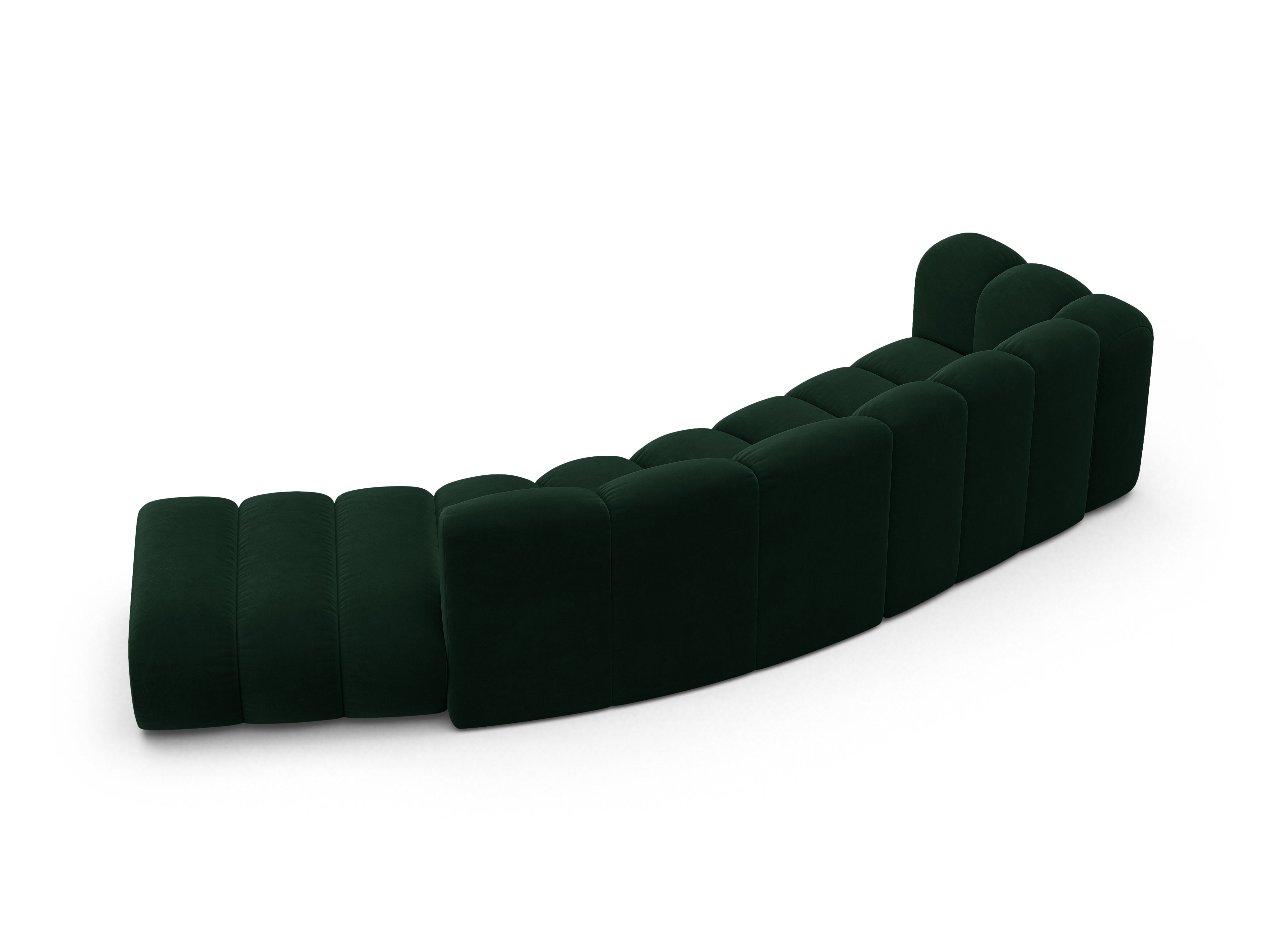 Velvet sofa for 5 people right-facing LUPINE bottle green