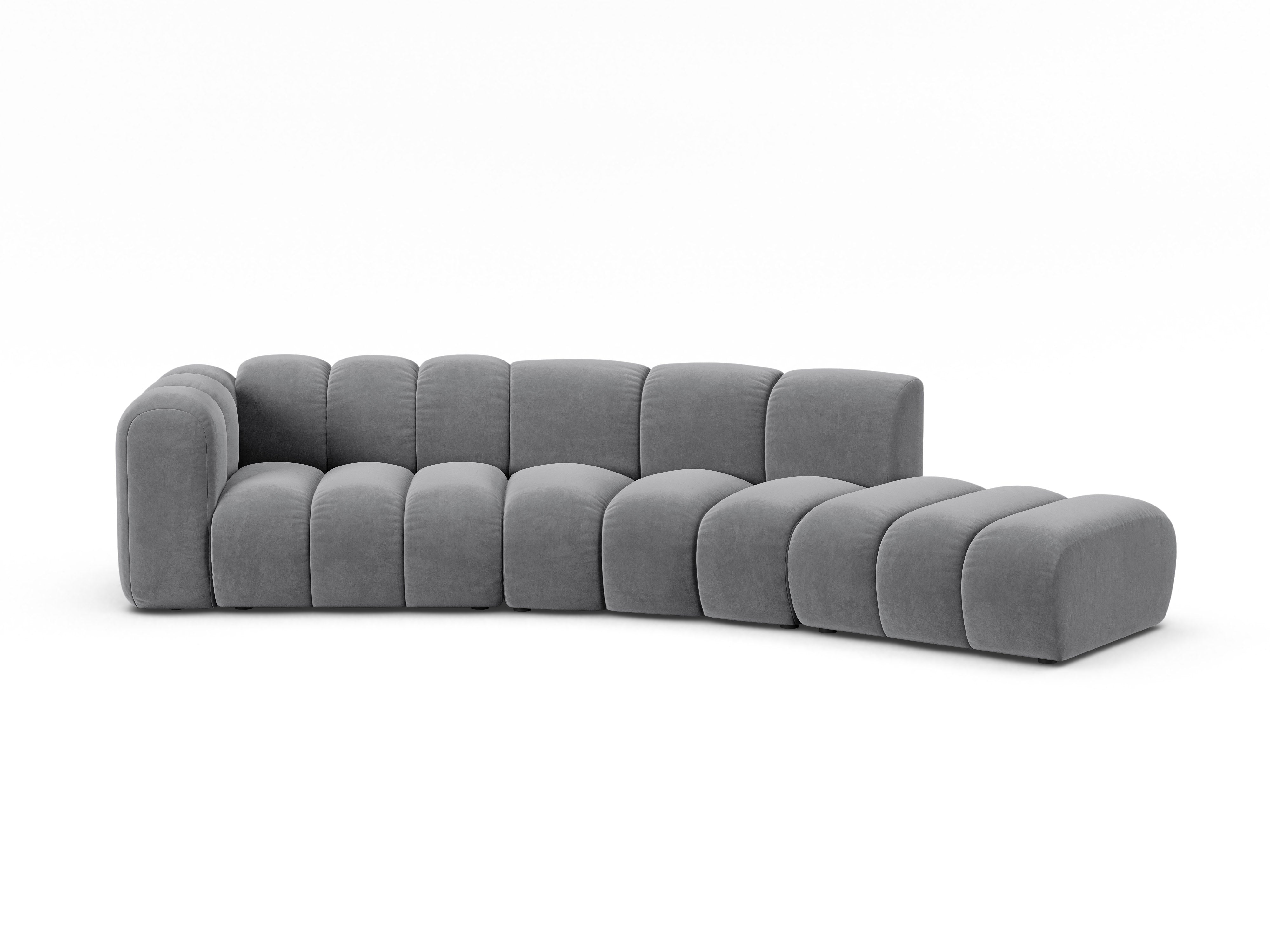 Velvet sofa for 5 people, right-facing LUPINE gray