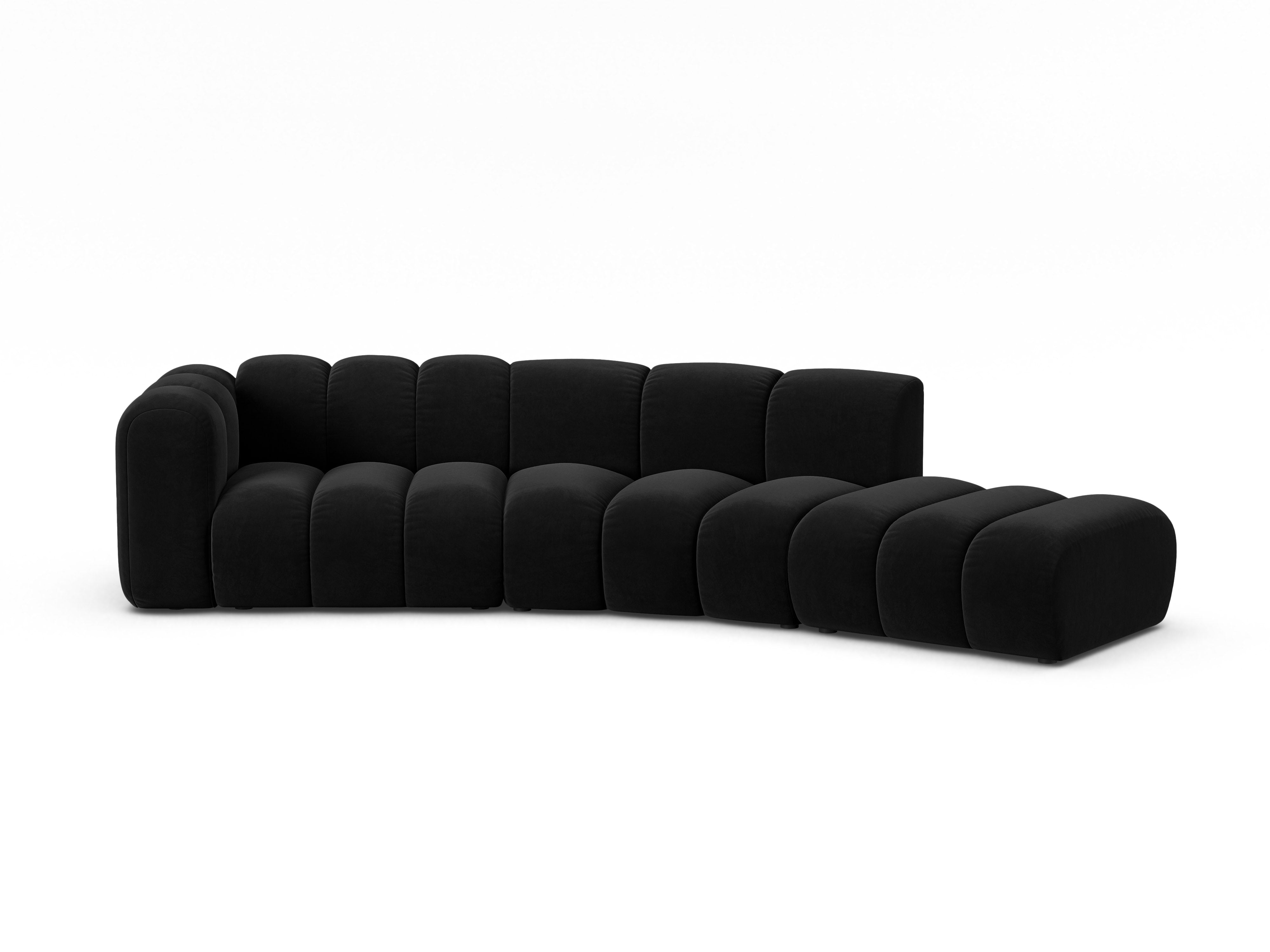 Velvet sofa for 5 people right-facing LUPINE black