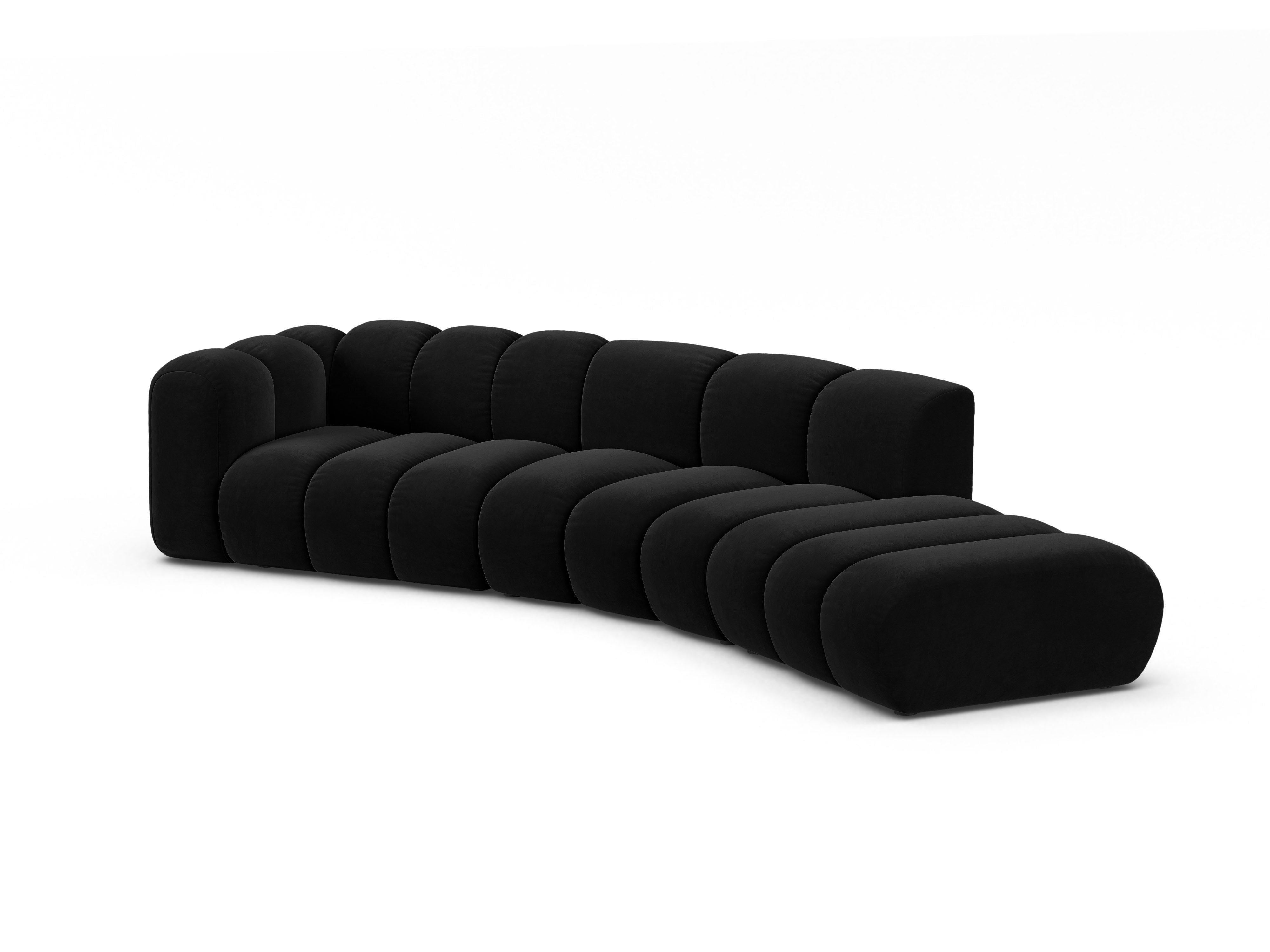 Velvet sofa for 5 people right-facing LUPINE black
