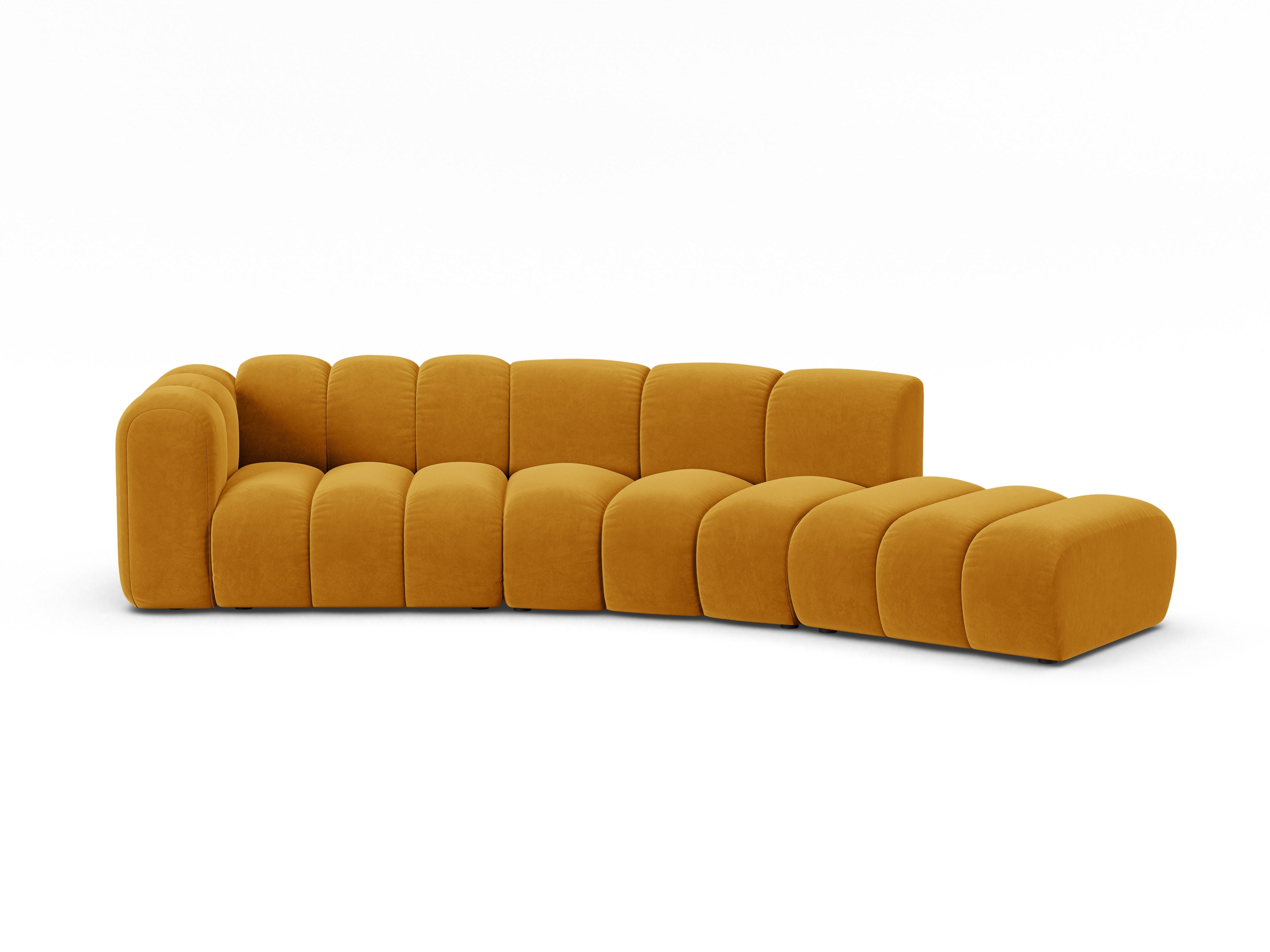 Velvet sofa for 5 people right-facing LUPINE mustard