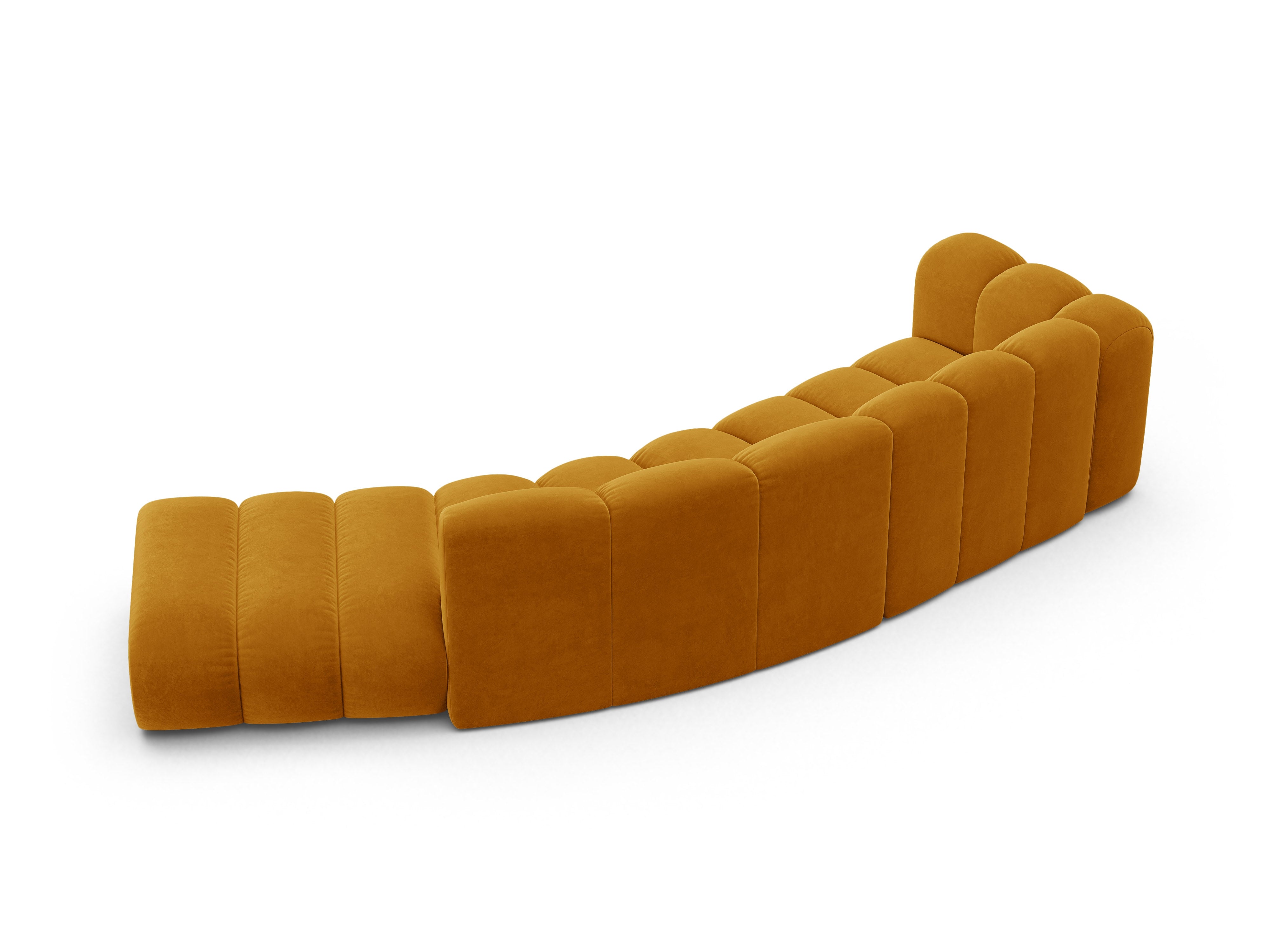 Velvet sofa for 5 people right-facing LUPINE mustard
