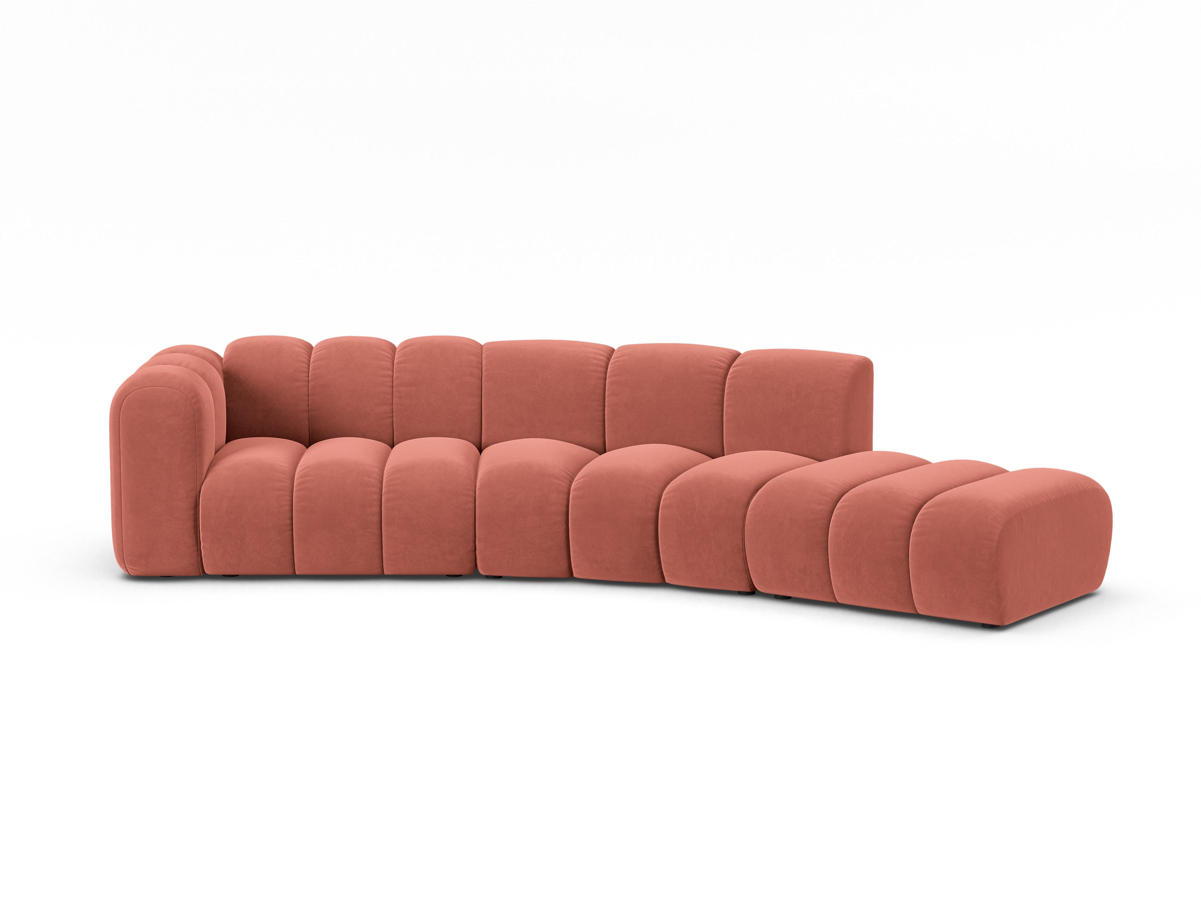 Coral right-facing 5-seater velvet sofa LUPINE