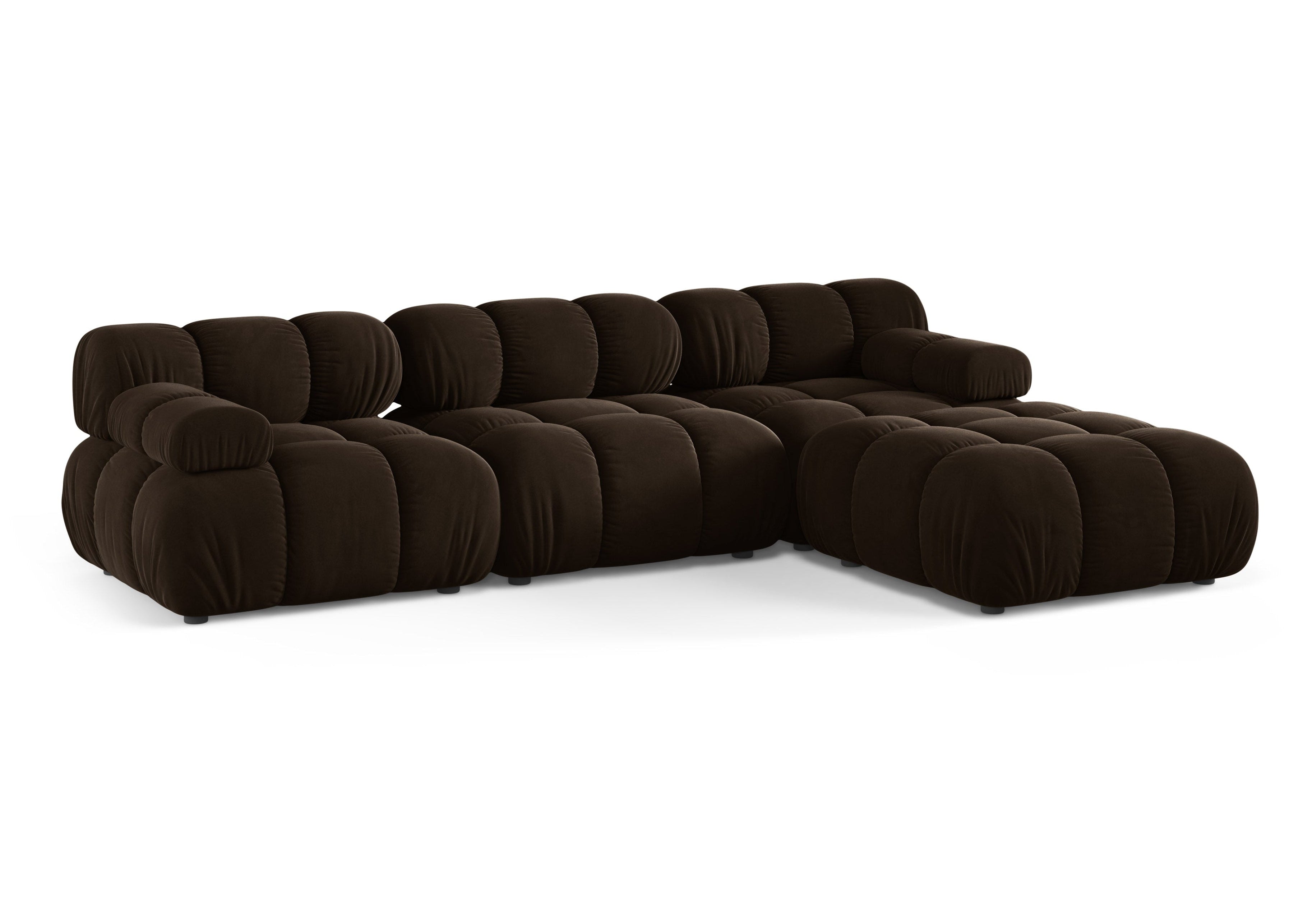 Universal velvet corner sofa BELLIS in chocolate.