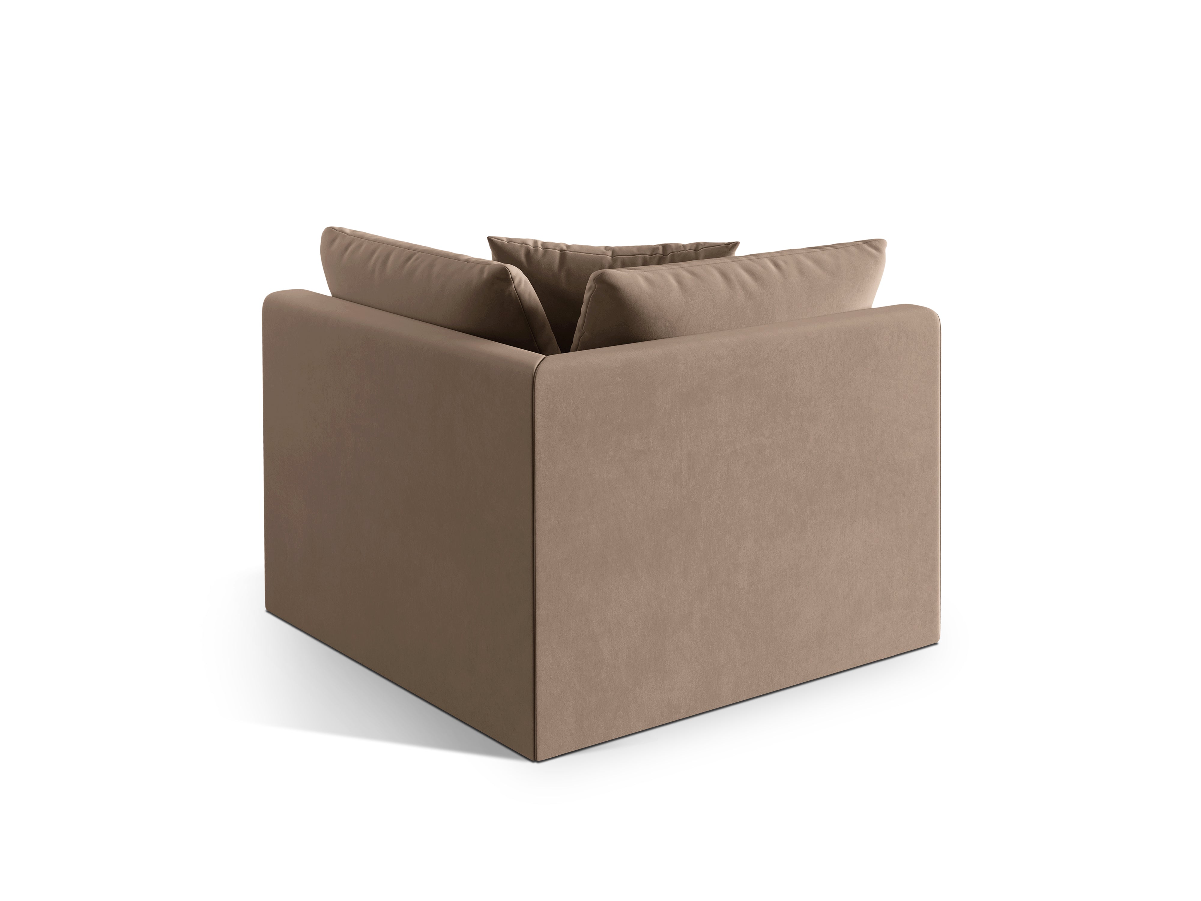 Modulares Samtsofa CHRIS - Eckelement in Hellbraun