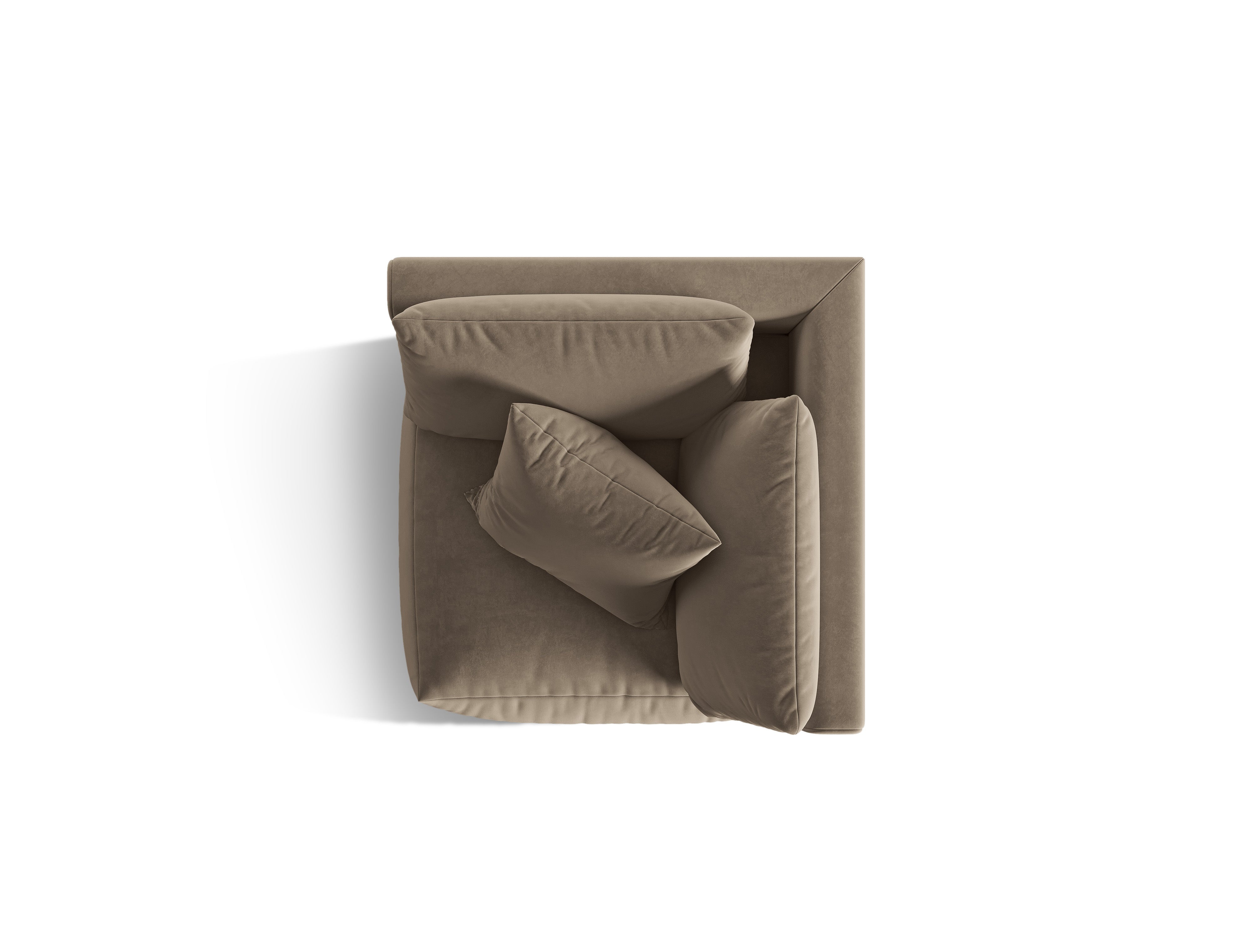 Modulares Samtsofa CHRIS - Eckelement in Hellbraun
