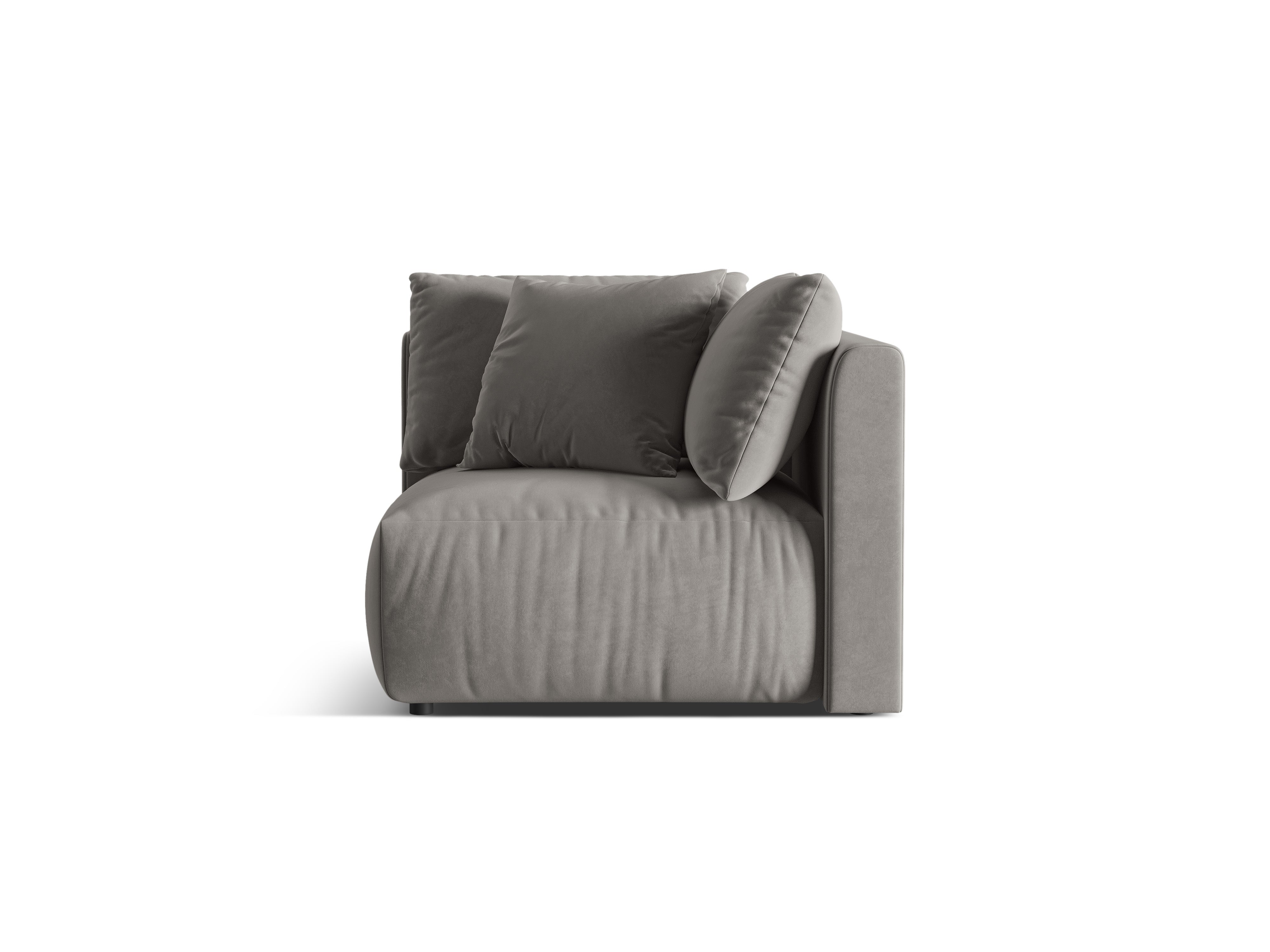 Modulares Samtsofa CHRIS - graues Eckelement