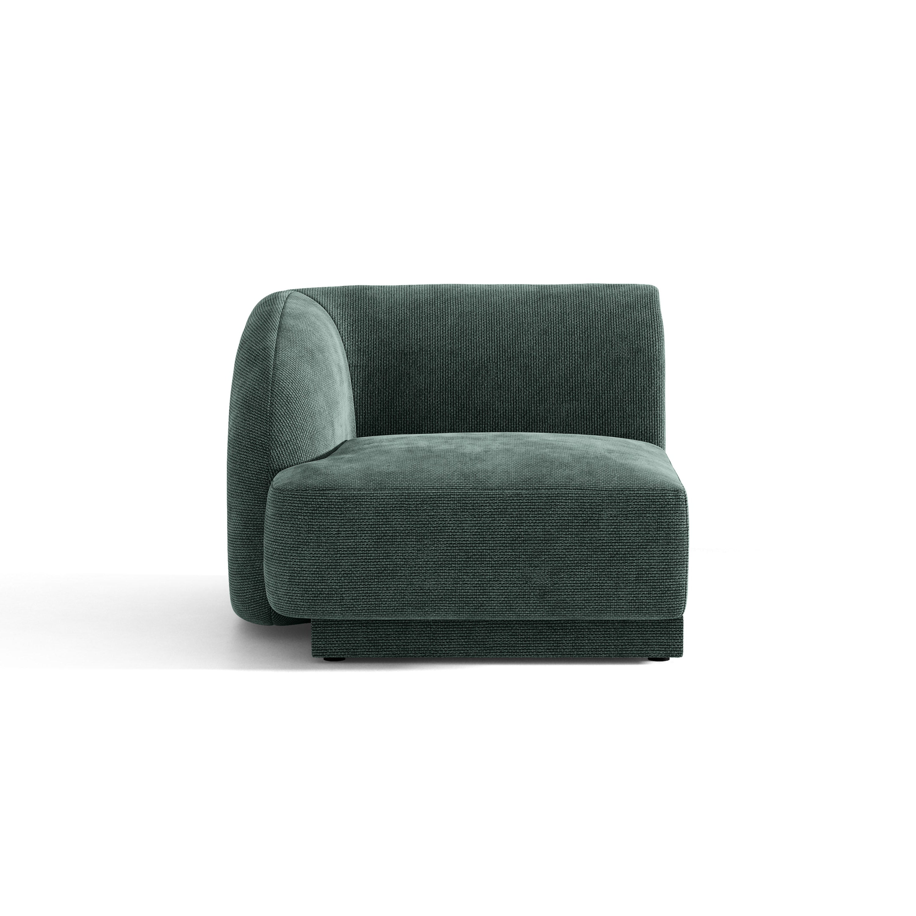Sofa modułowa MILEY - moduł lewostronny niebieski petrol szenil jedwabisty – Micadoni