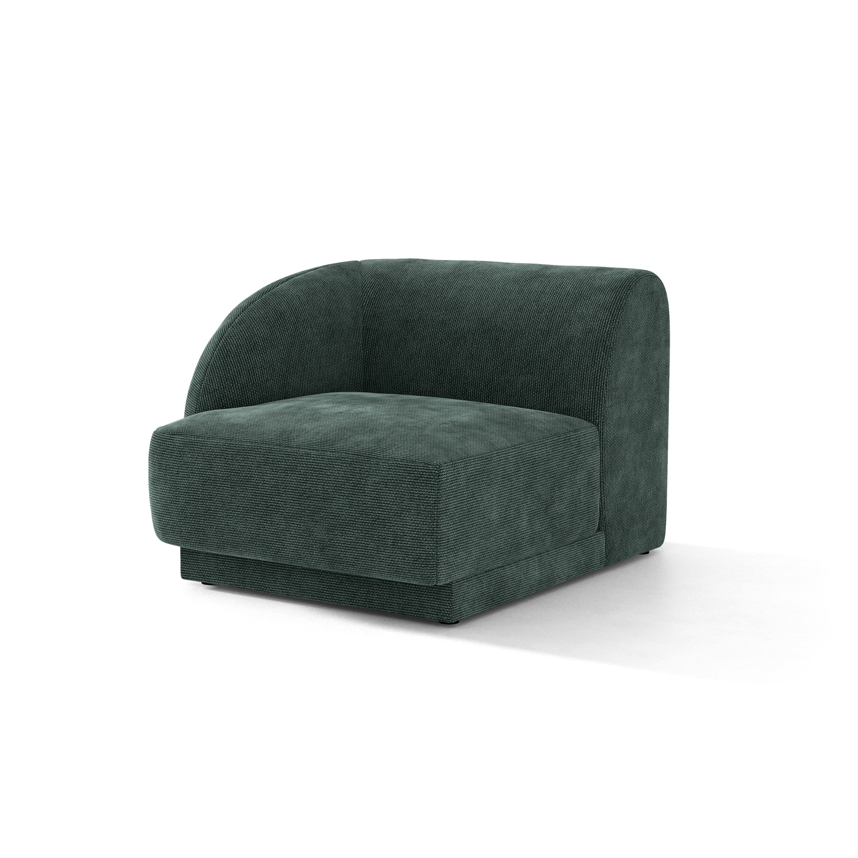 Sofa modułowa MILEY - moduł lewostronny niebieski petrol szenil jedwabisty do salonu