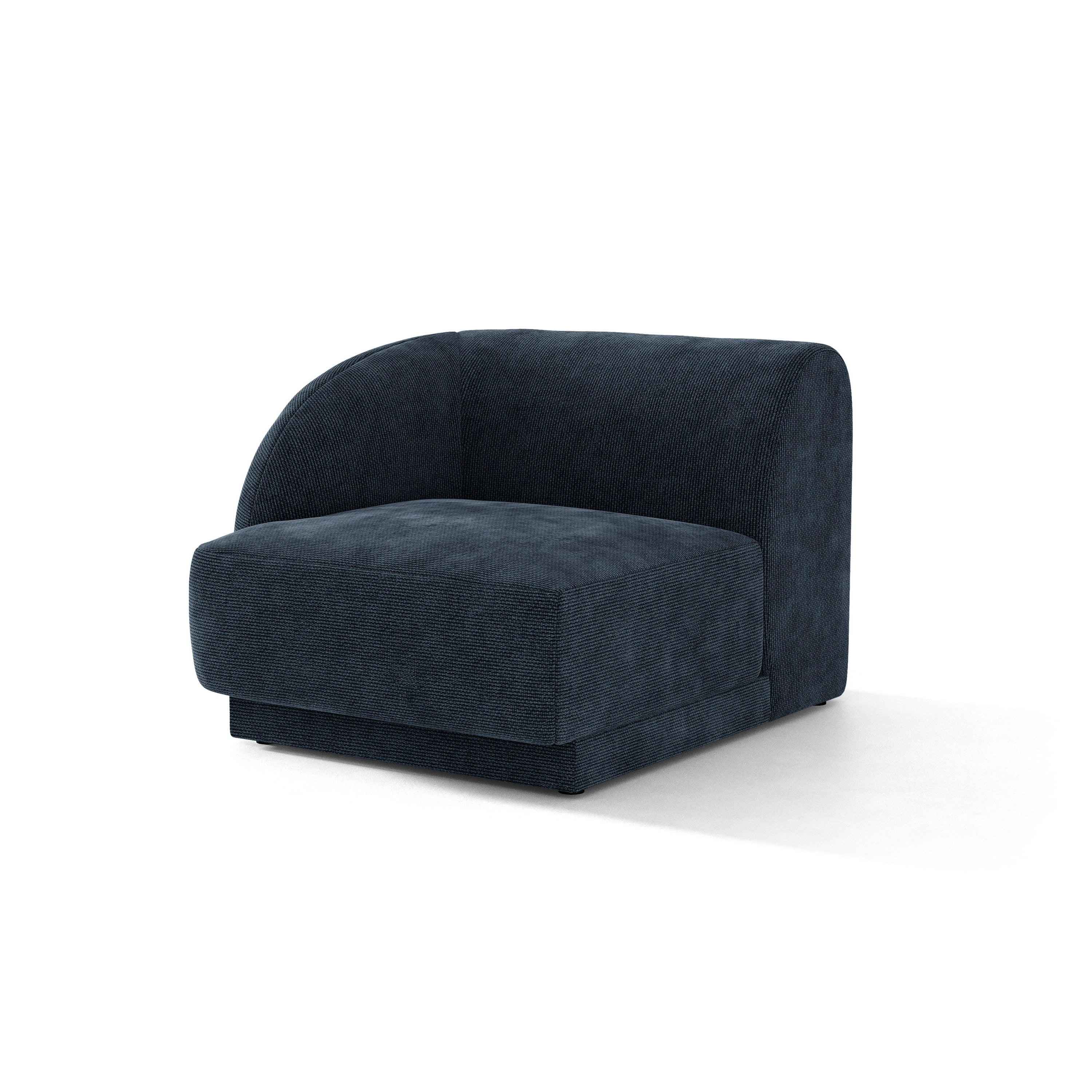 Sofa modułowa MILEY - moduł lewostronny granat królewski szenil jedwabisty do salonu