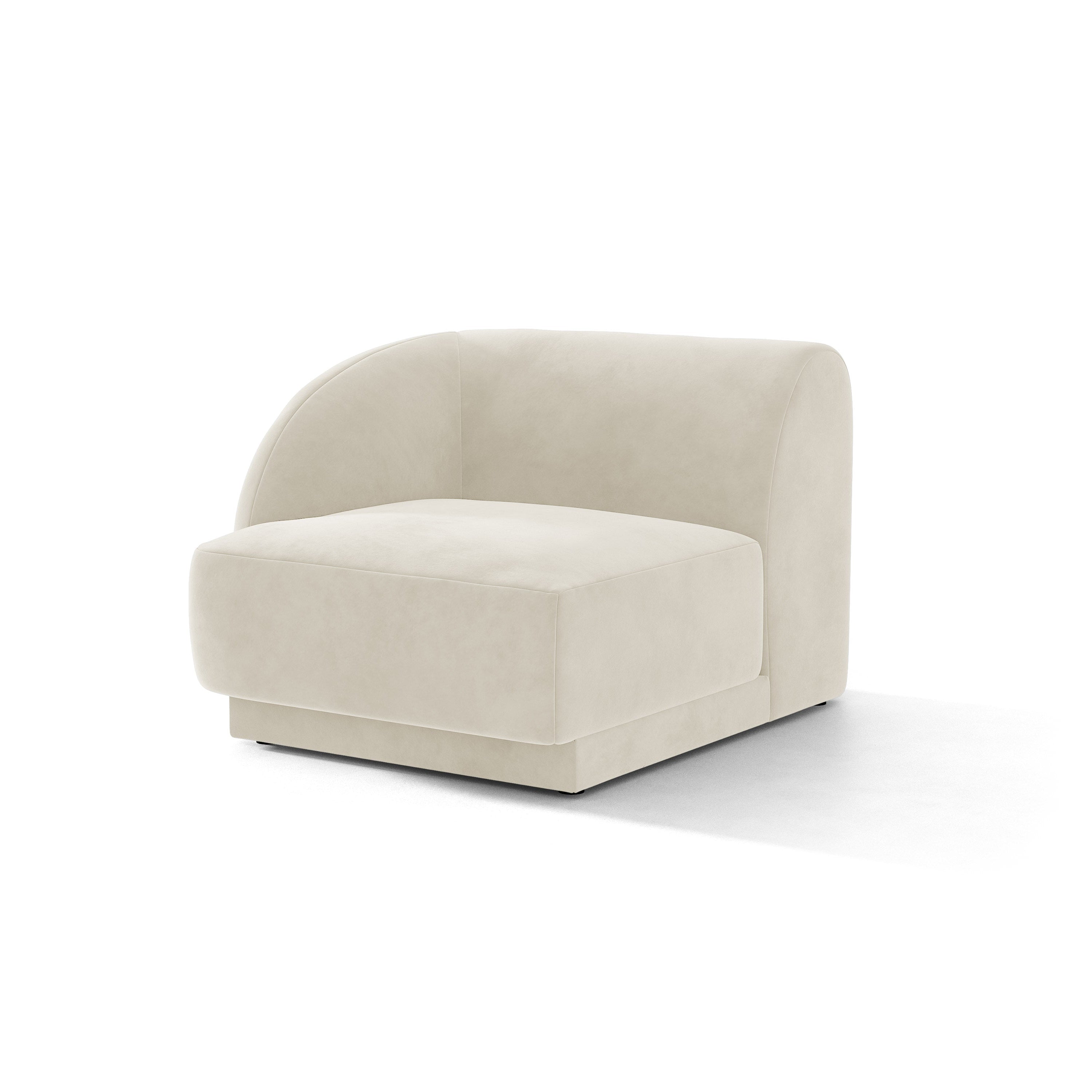 Sofa modułowa aksamitna MILEY - moduł lewostronny jasnobeżowy do salonu
