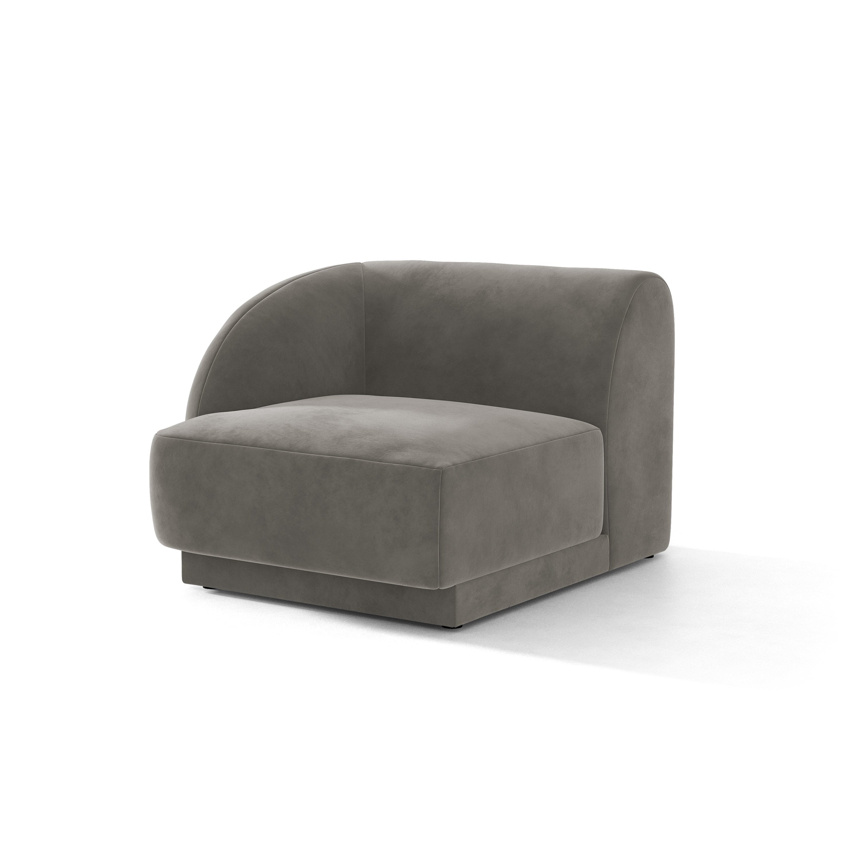 Sofa modułowa aksamitna MILEY - moduł lewostronny jasnoszary do salonu