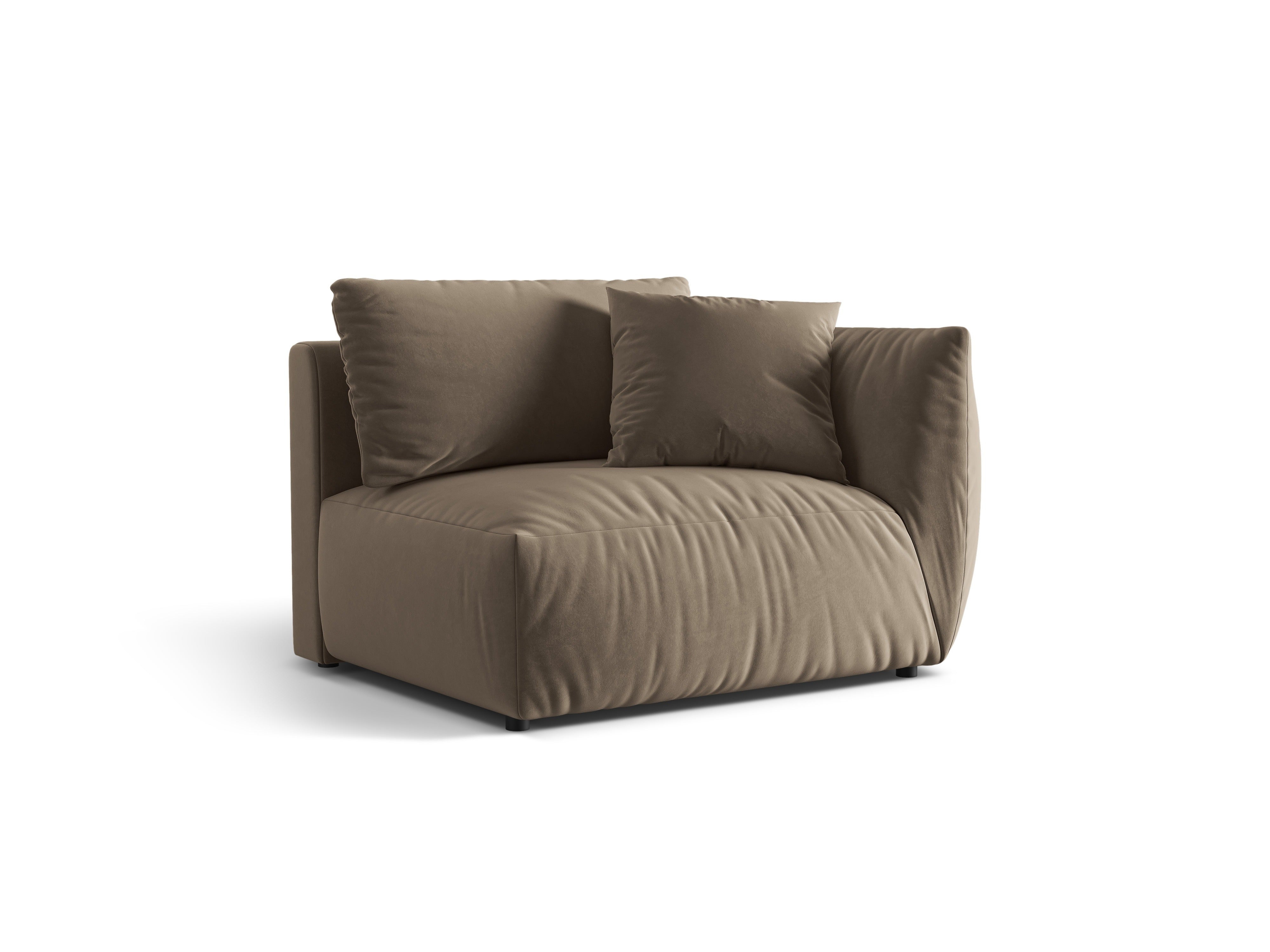 CHRIS Velvet Modular Sofa - Right Element in Light Brown