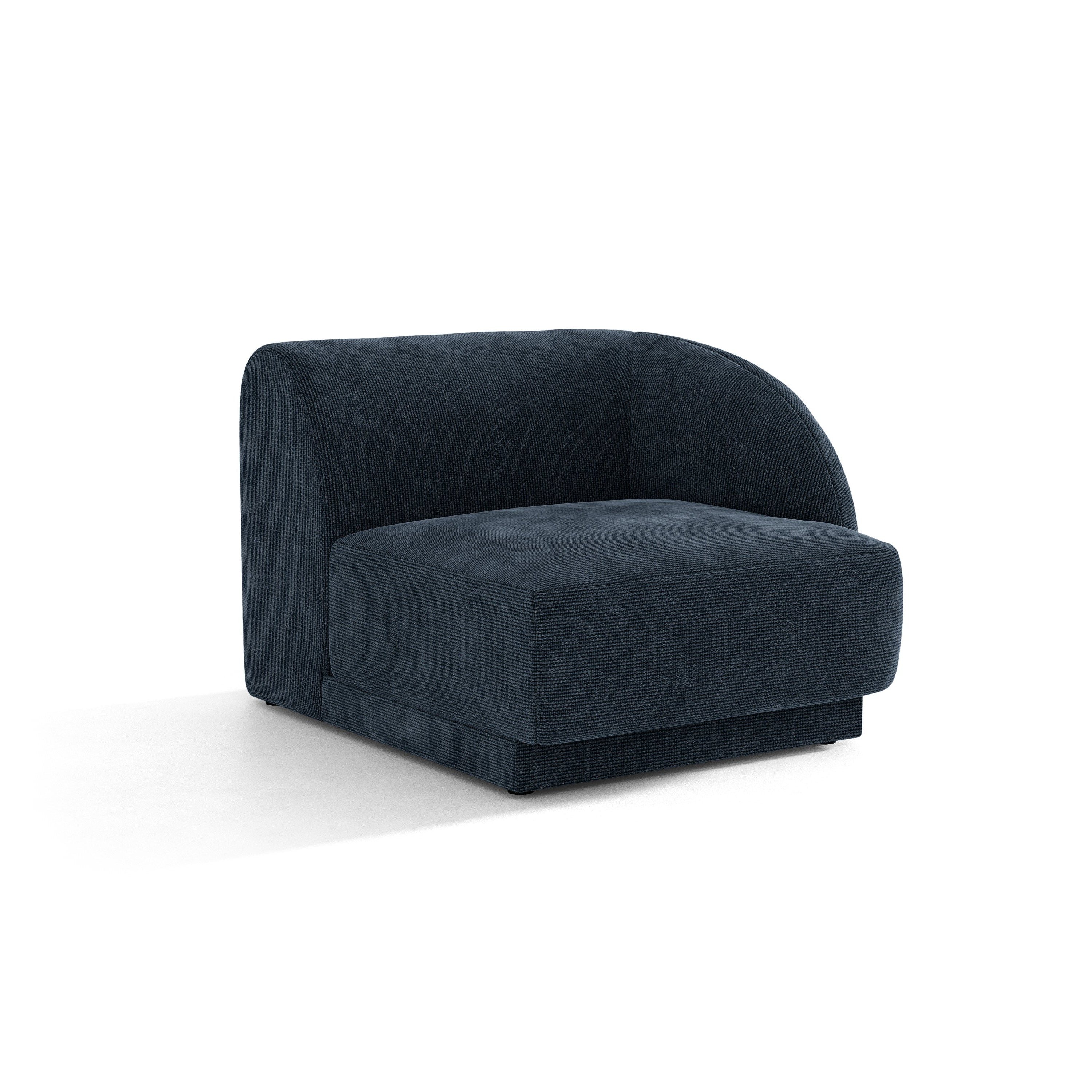 Sofa modułowa MILEY - moduł prawostronny granat królewski szenil jedwabisty do salonu