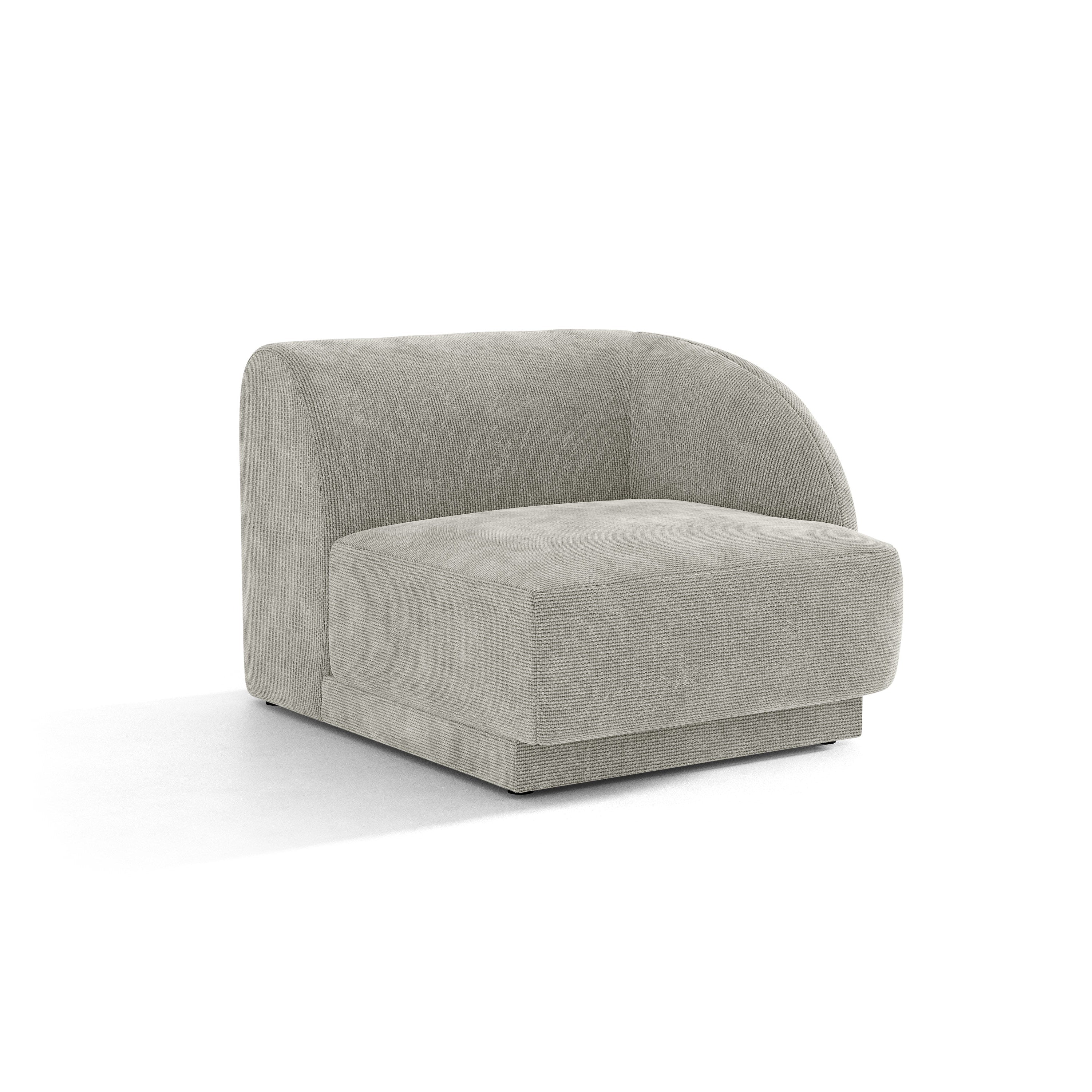 Sofa modułowa MILEY - moduł prawostronny jasnoszary szenil jedwabisty do salonu
