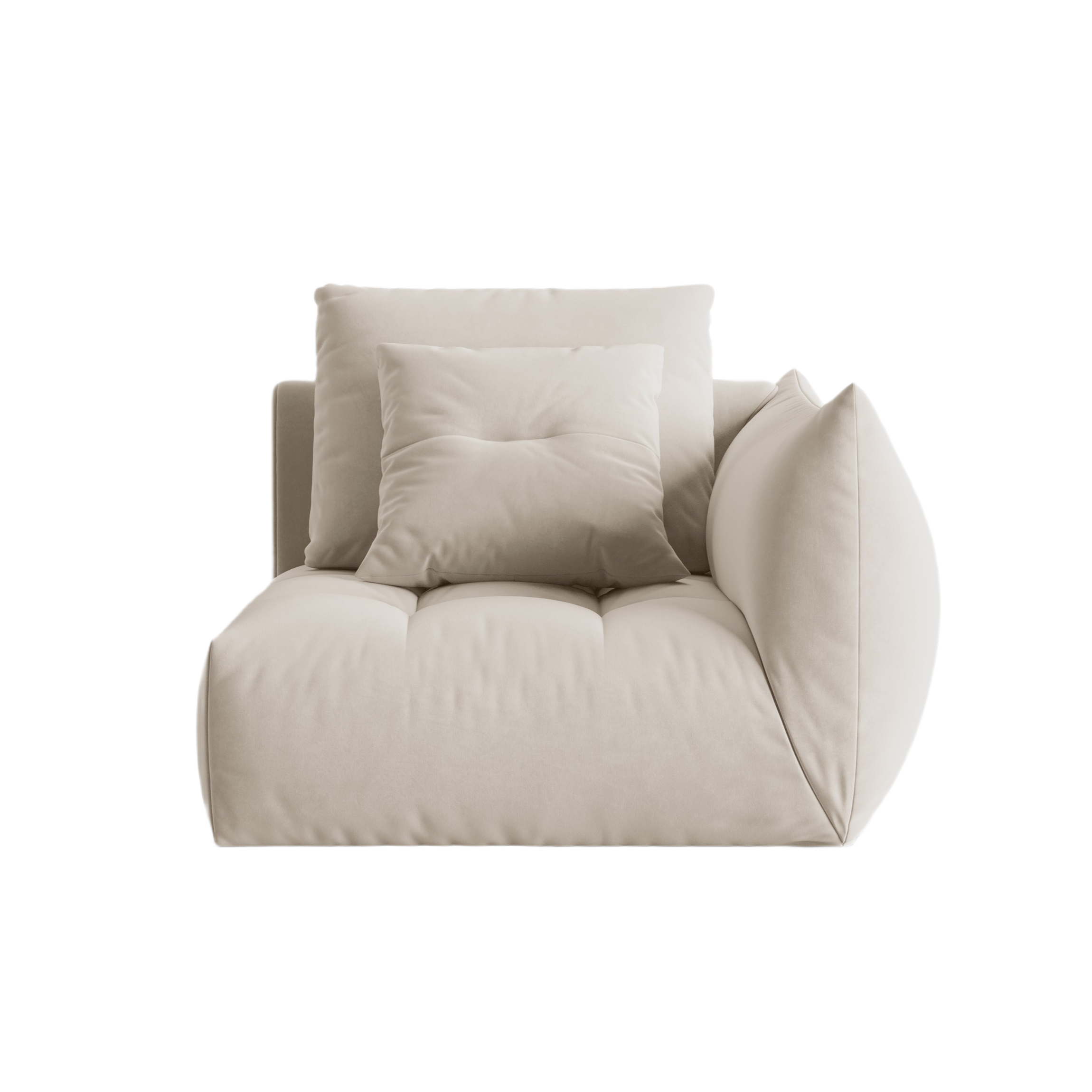 Sofa modułowa aksamitna BLOOM - element prawostronny ecru
