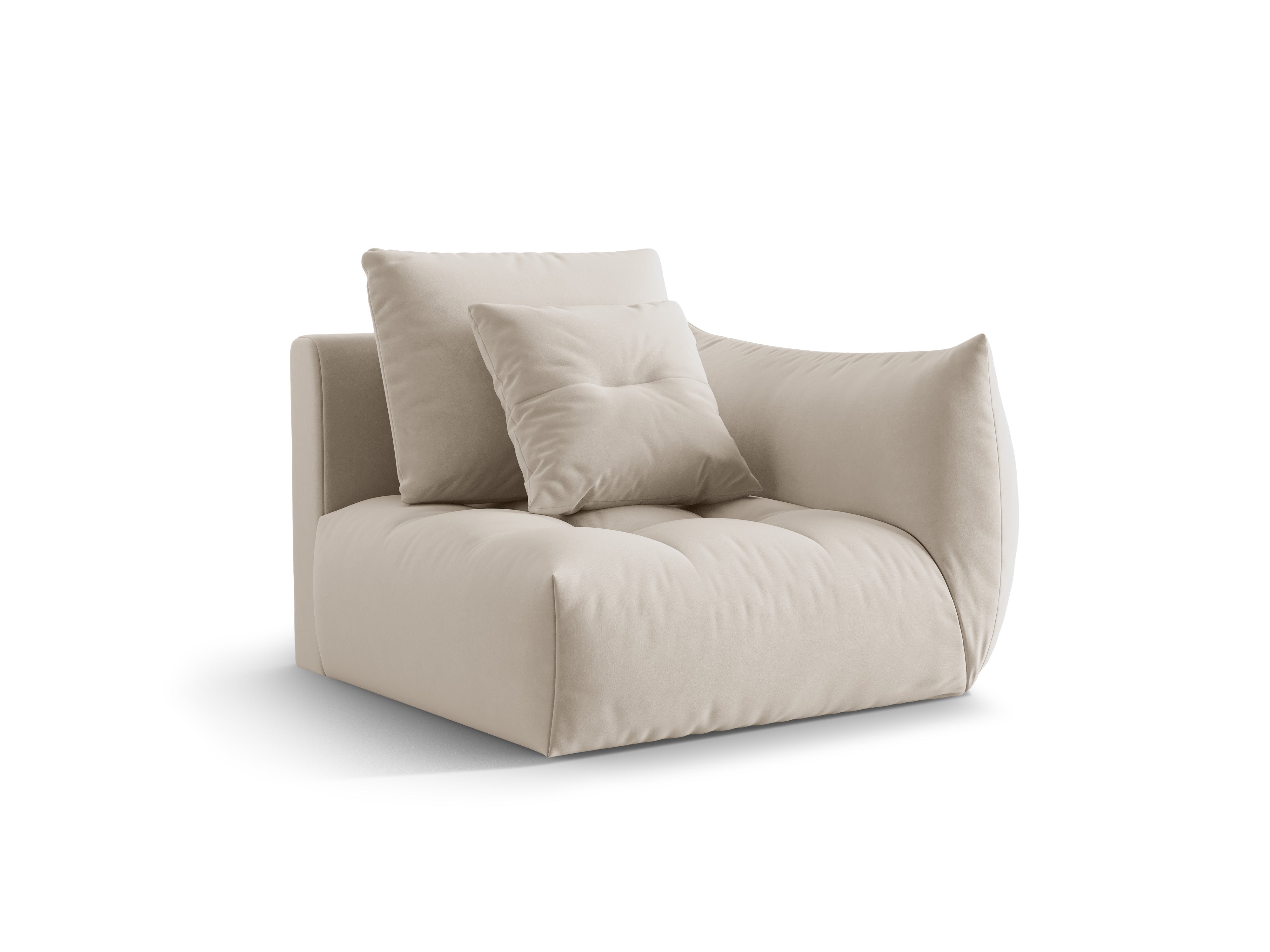 Sofa modułowa aksamitna BLOOM - element prawostronny ecru