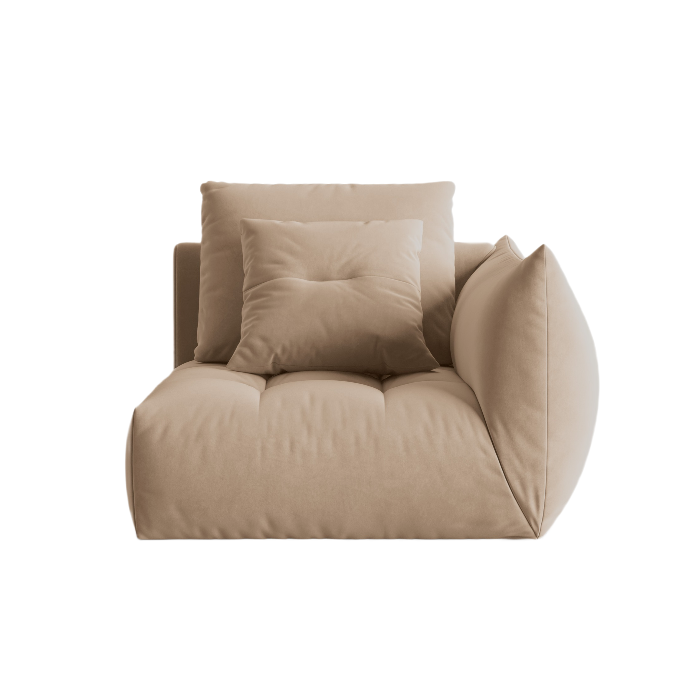 Sofa modułowa aksamitna BLOOM - element prawostronny piaskowy