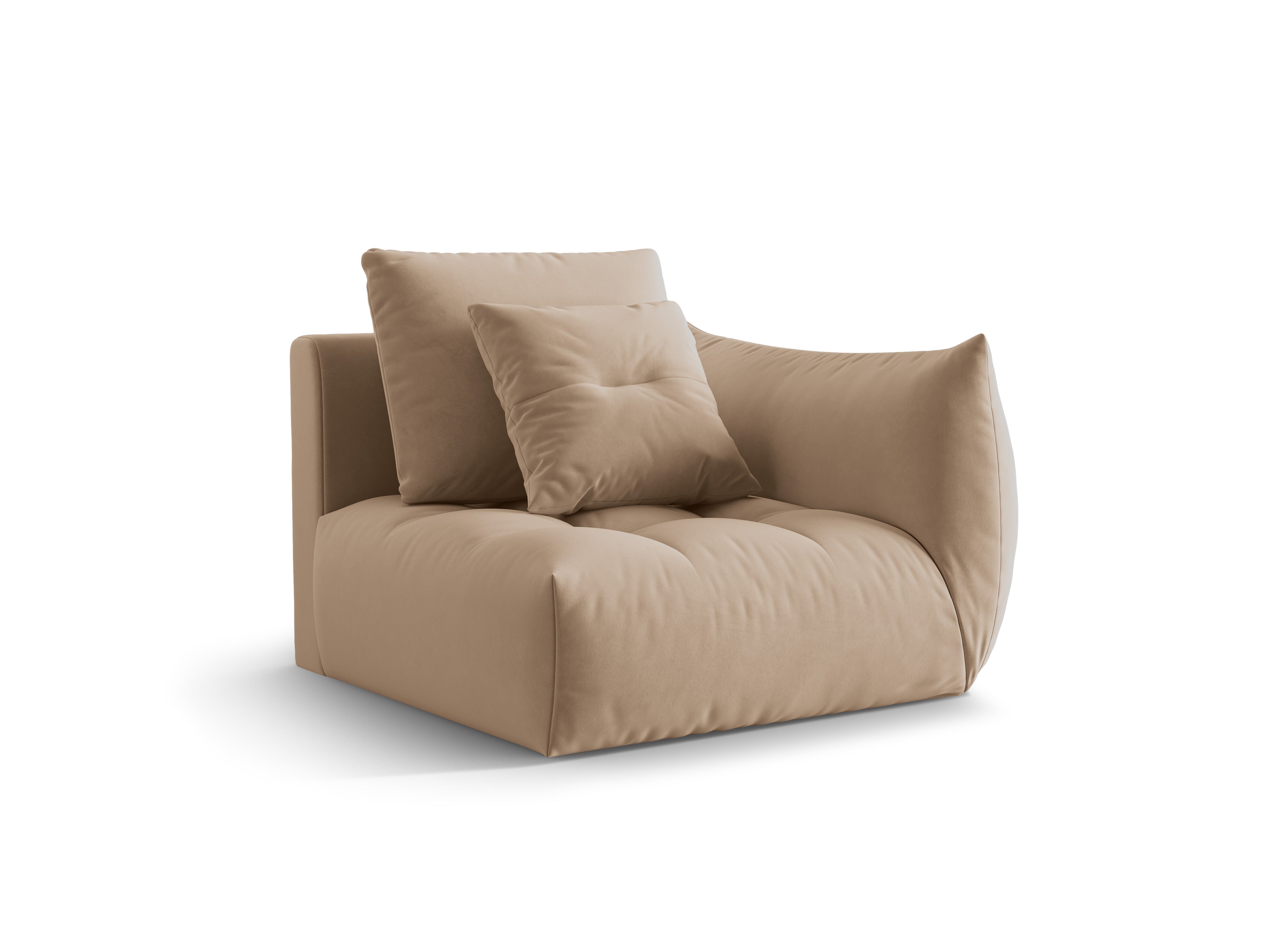Sofa modułowa aksamitna BLOOM - element prawostronny piaskowy