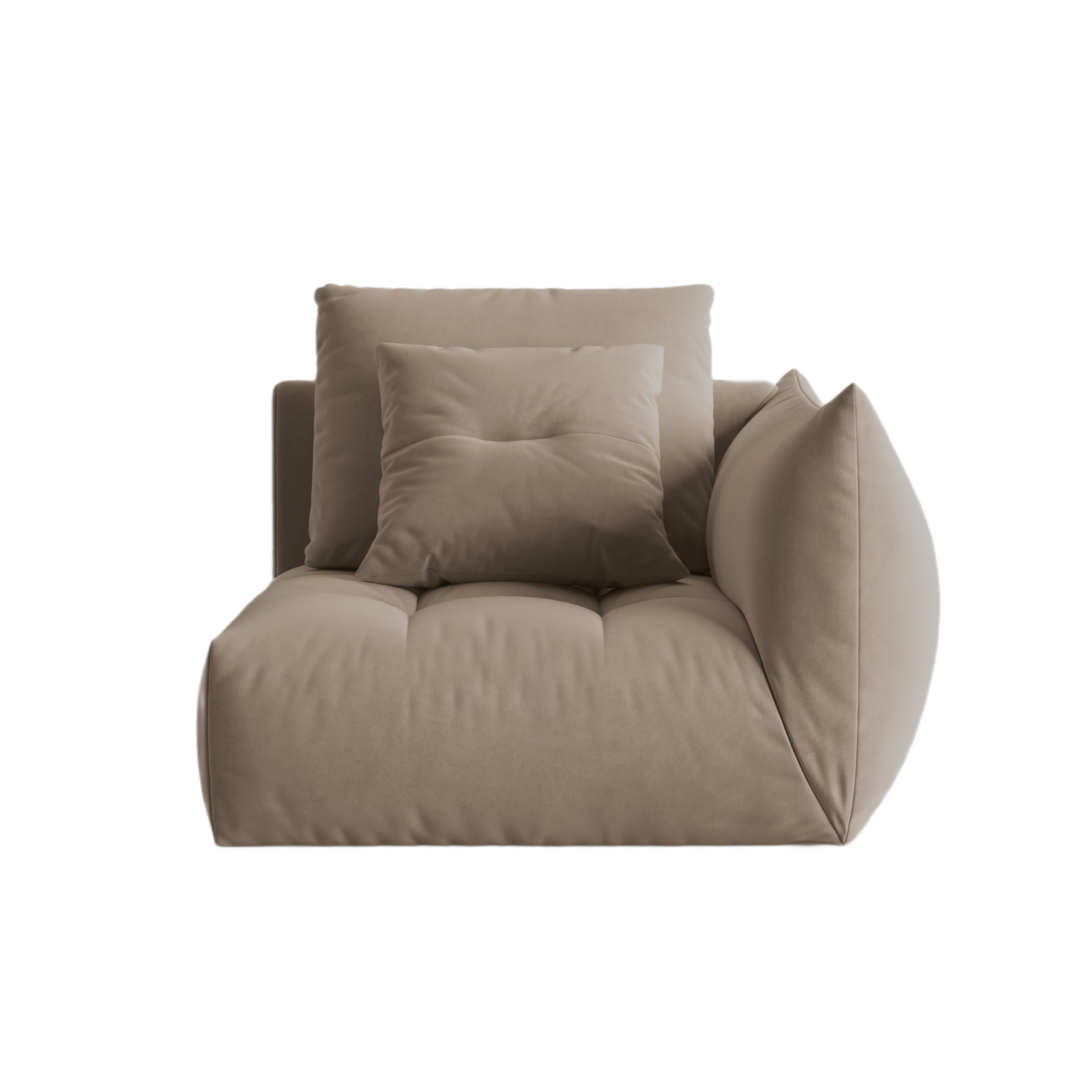 Sofa modułowa aksamitna BLOOM - element prawostronny jasnobrązowy