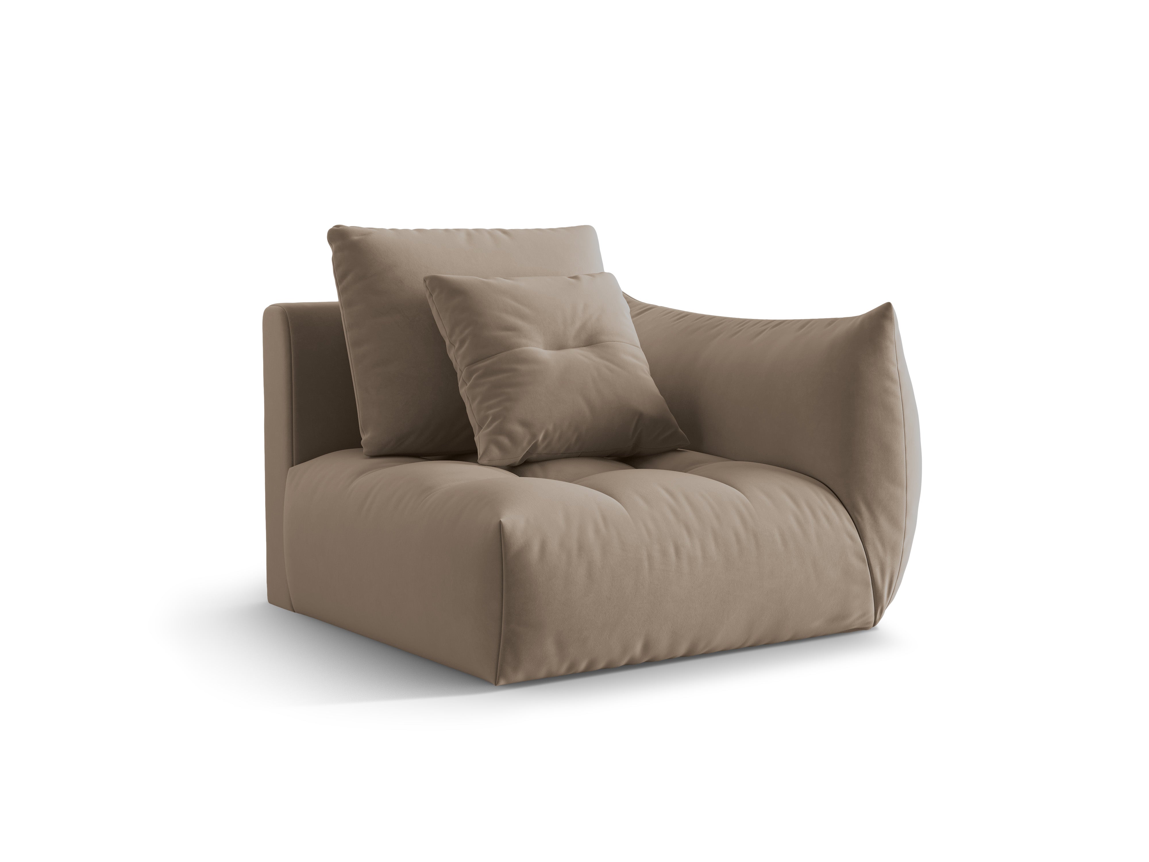Sofa modułowa aksamitna BLOOM - element prawostronny jasnobrązowy