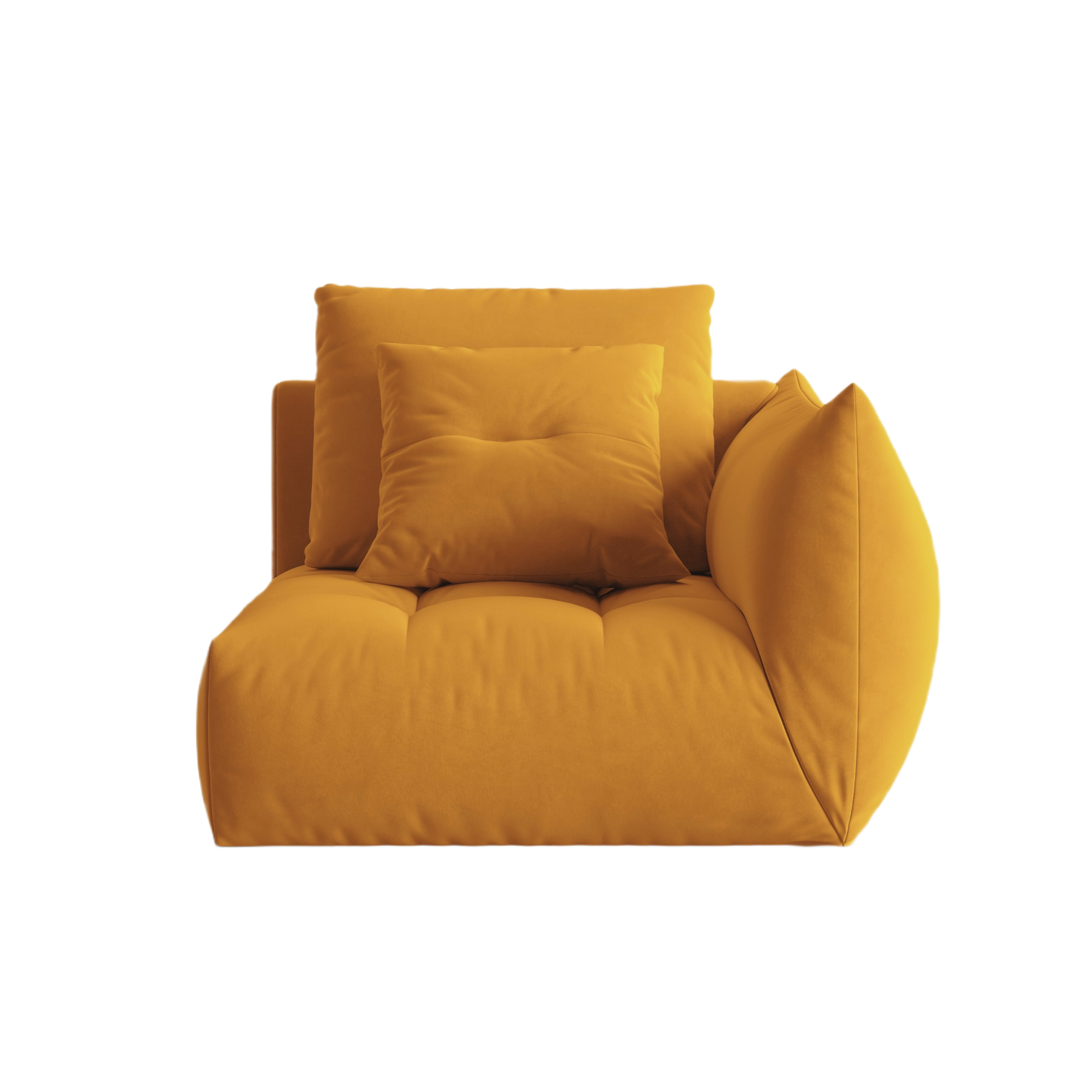 Sofa modułowa aksamitna BLOOM - element prawostronny żółty