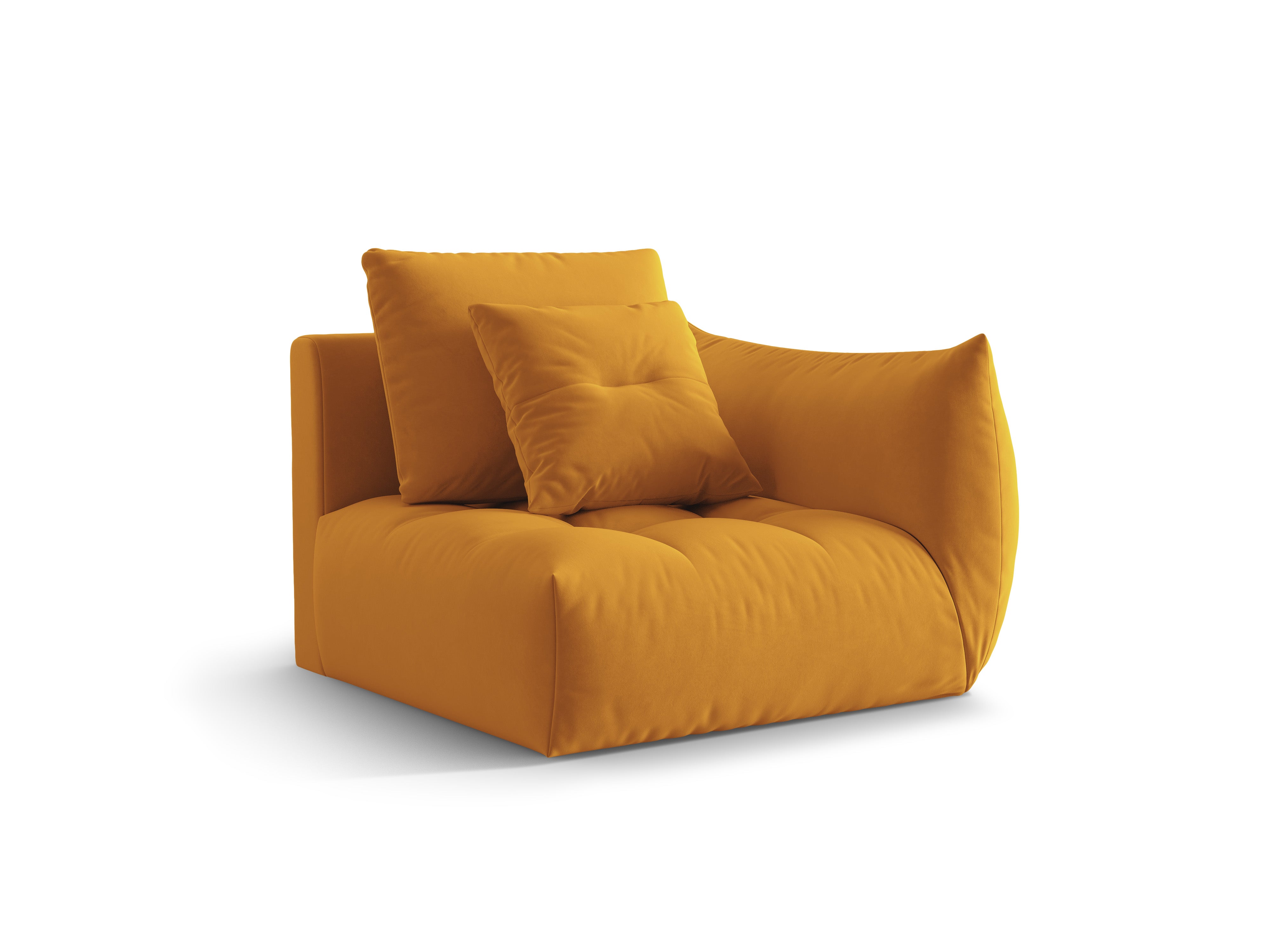 Sofa modułowa aksamitna BLOOM - element prawostronny żółty