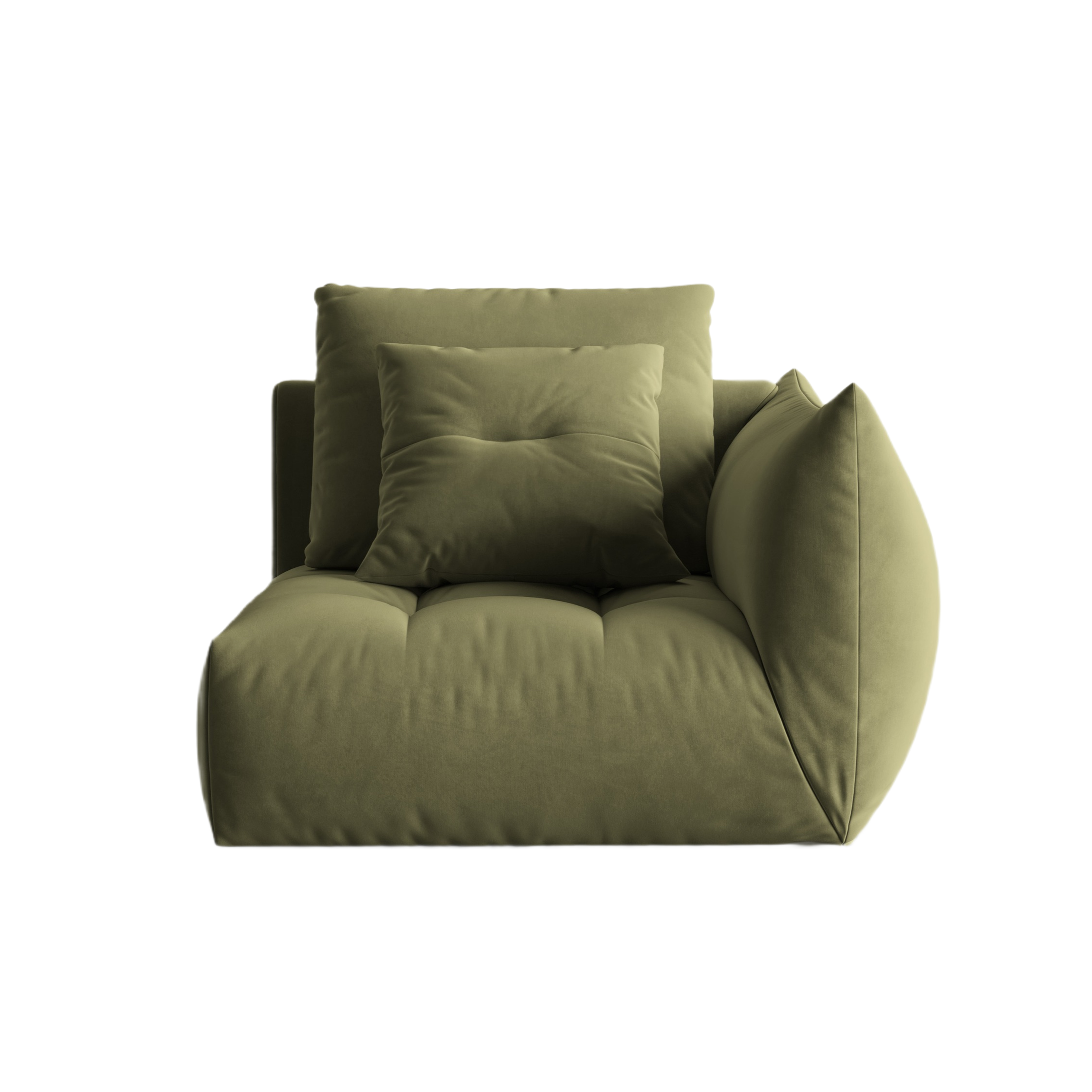 Sofa modułowa aksamitna BLOOM - element prawostronny zielony