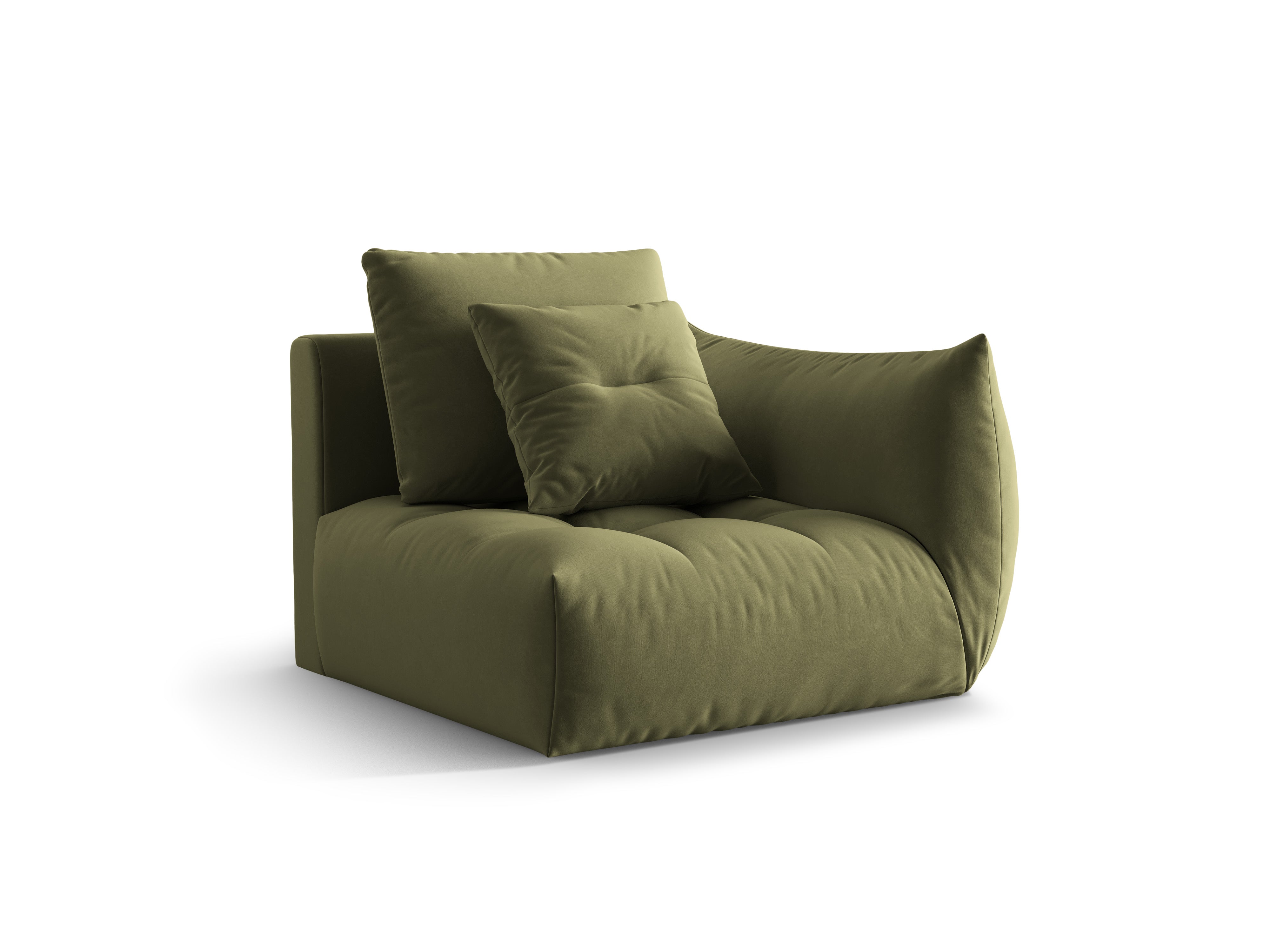 Sofa modułowa aksamitna BLOOM - element prawostronny zielony