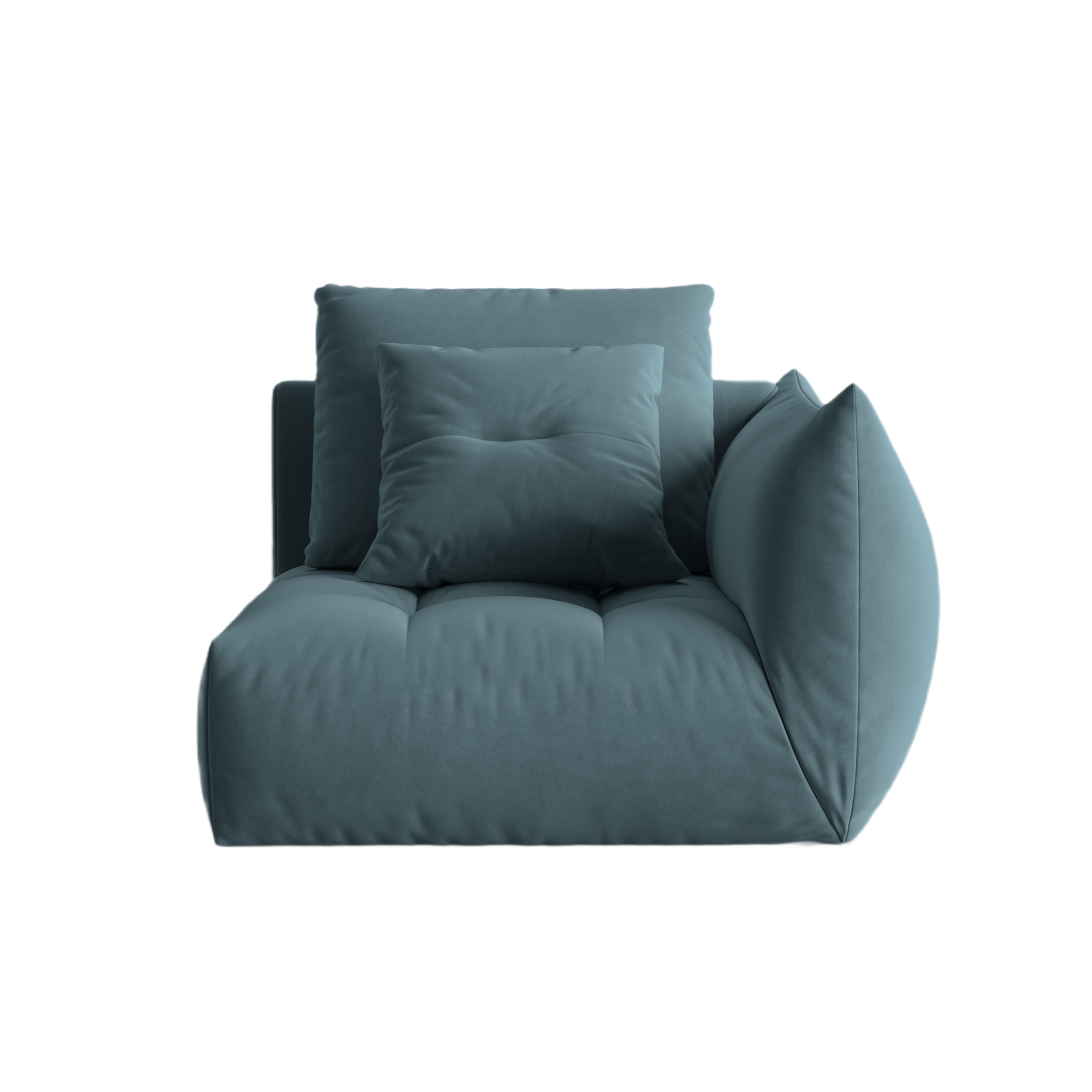 Sofa modułowa aksamitna BLOOM - element prawostronny jasnoniebieski