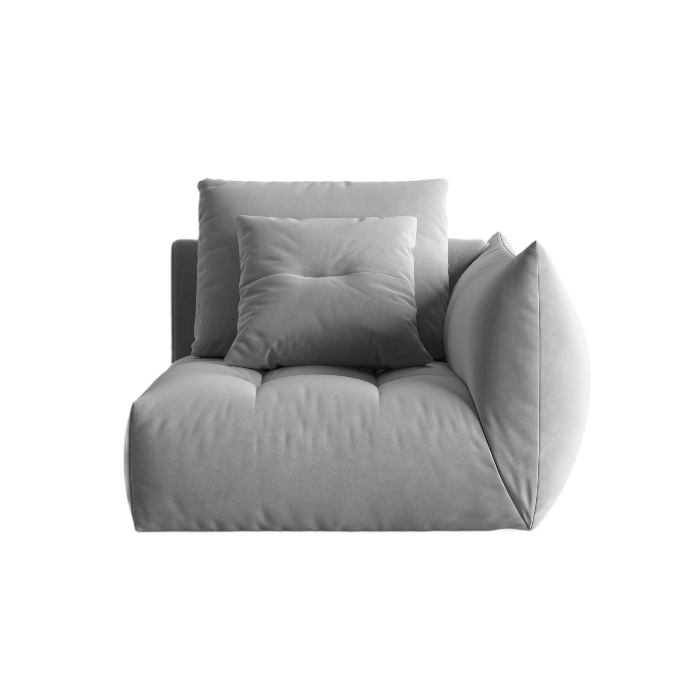 Sofa modułowa aksamitna BLOOM - element prawostronny szary