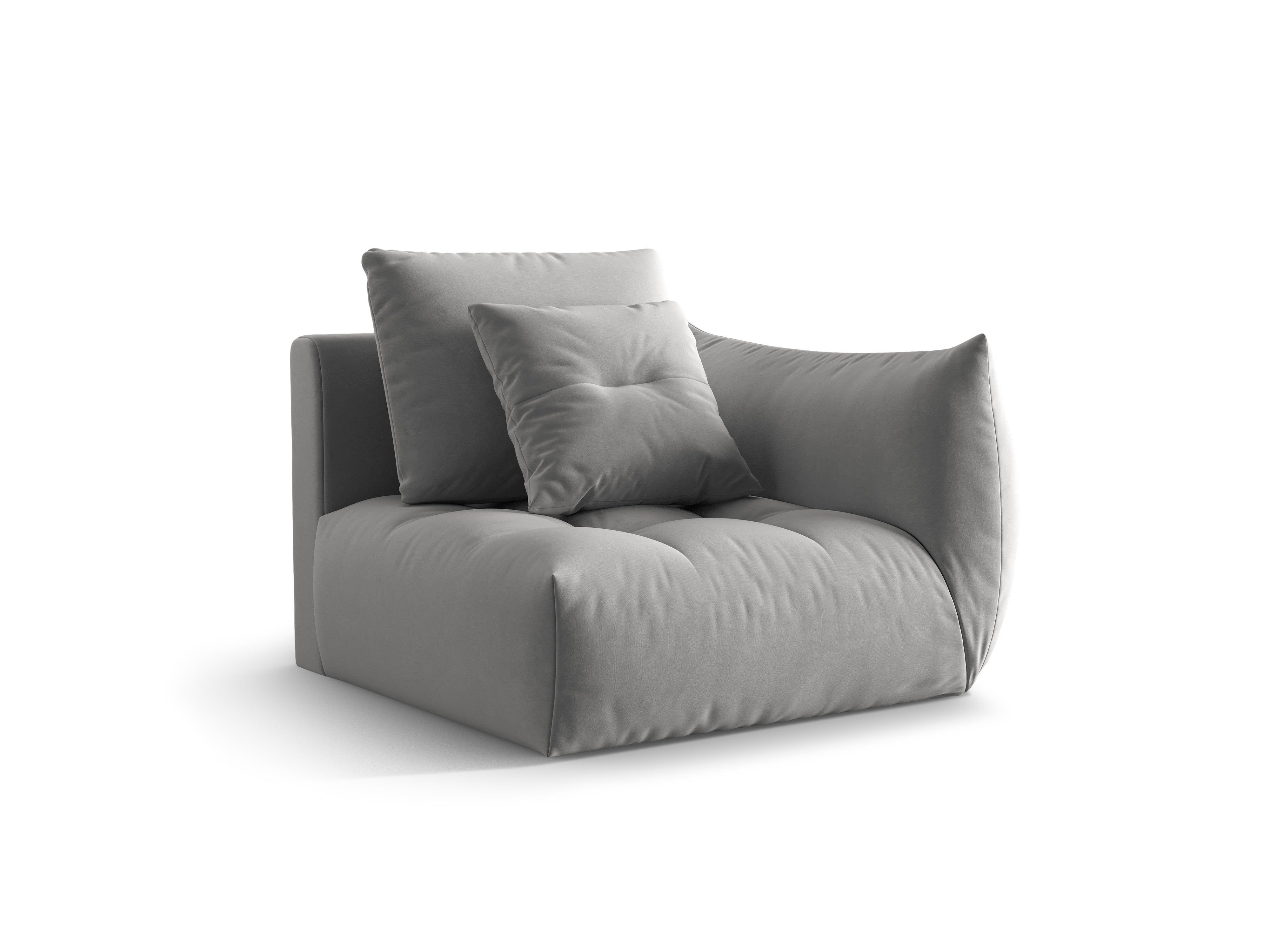 Sofa modułowa aksamitna BLOOM - element prawostronny szary