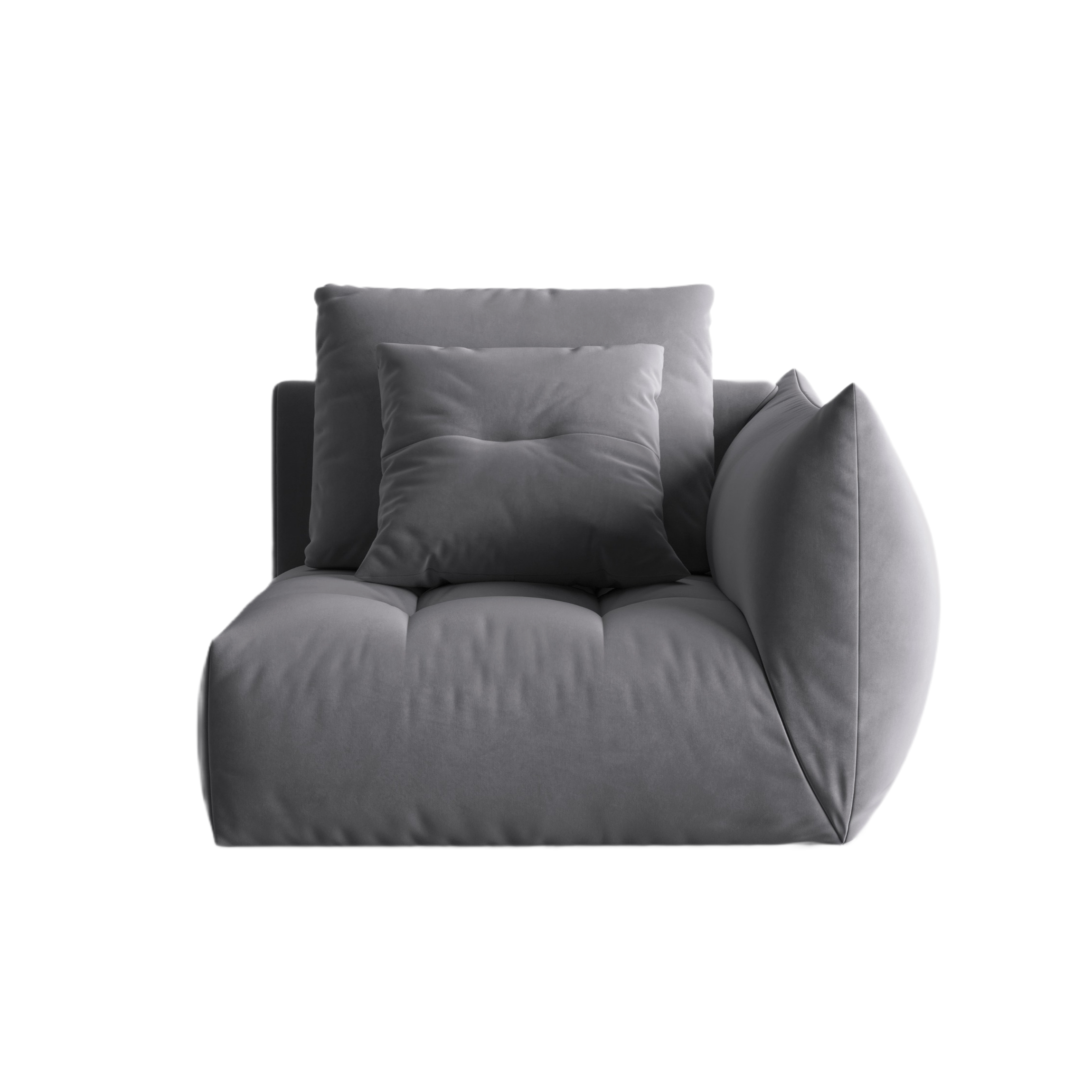 Sofa modułowa aksamitna BLOOM - element prawostronny ciemnoszary
