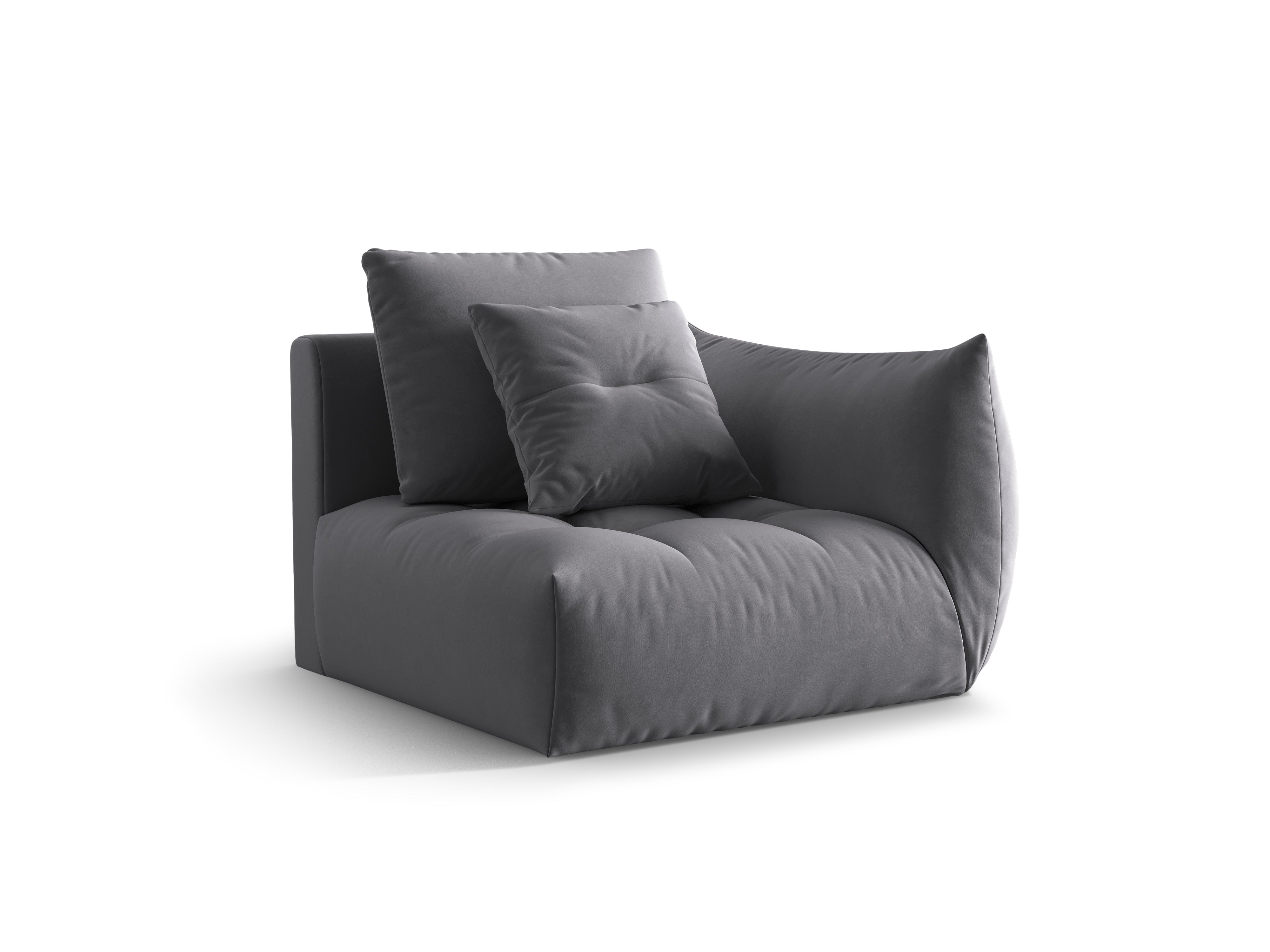 Sofa modułowa aksamitna BLOOM - element prawostronny ciemnoszary