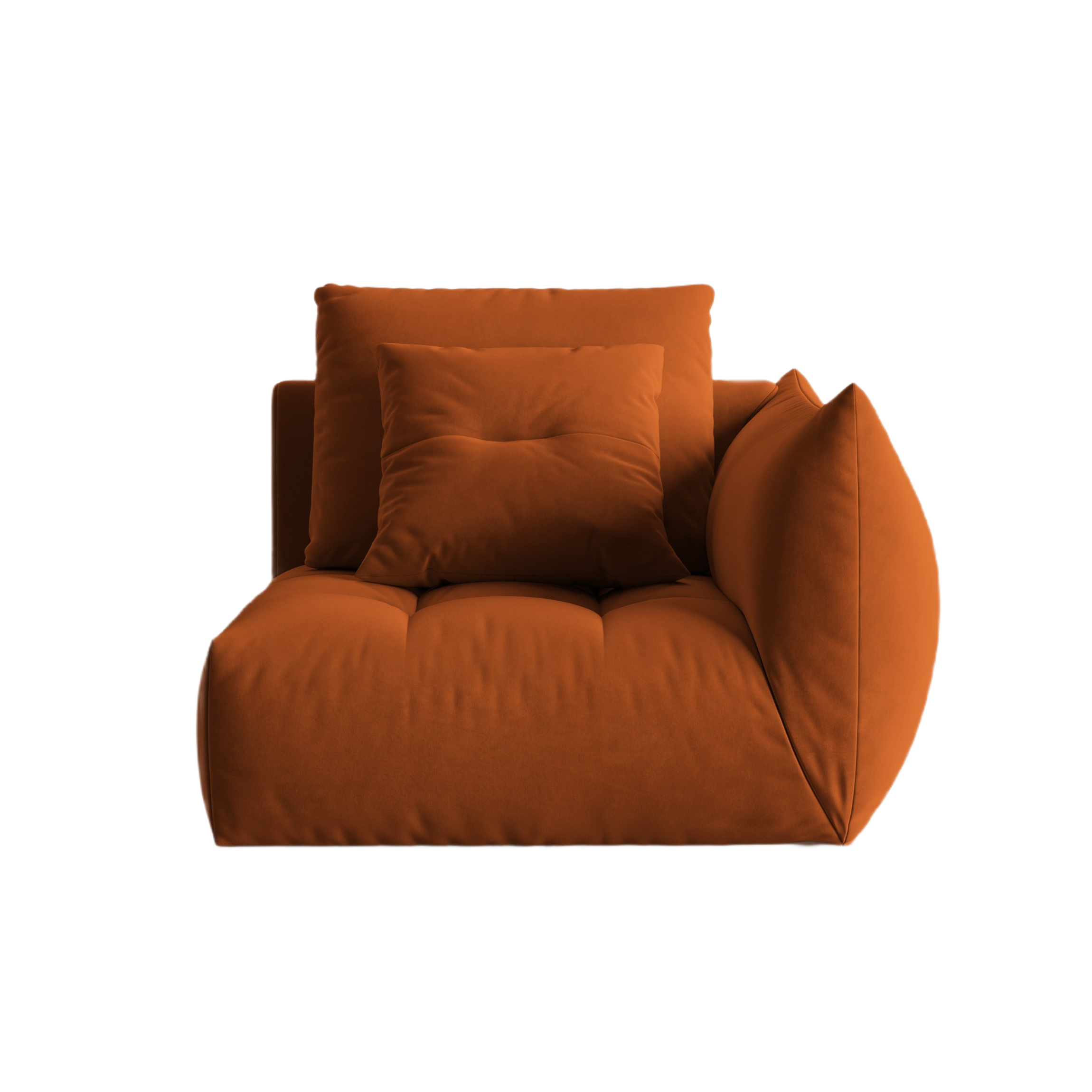 Sofa modułowa aksamitna BLOOM - element prawostronny terracotta