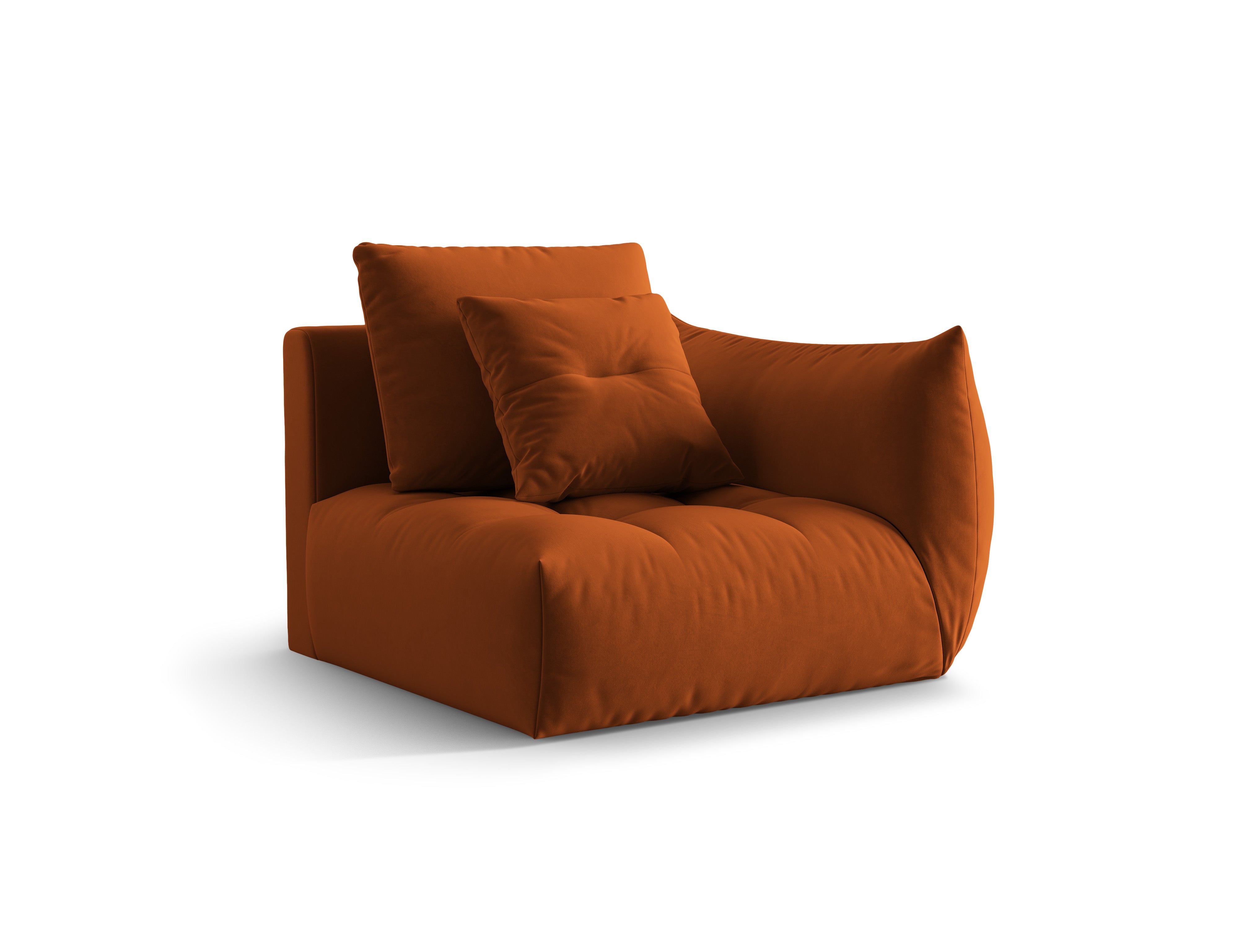 Sofa modułowa aksamitna BLOOM - element prawostronny terracotta