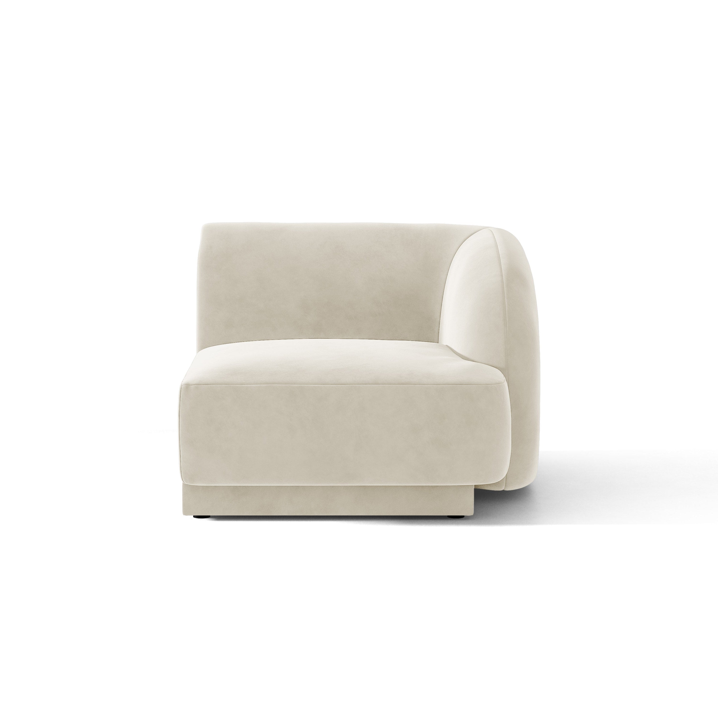 Sofa modułowa aksamitna MILEY - moduł prawostronny jasnobeżowy – Micadoni