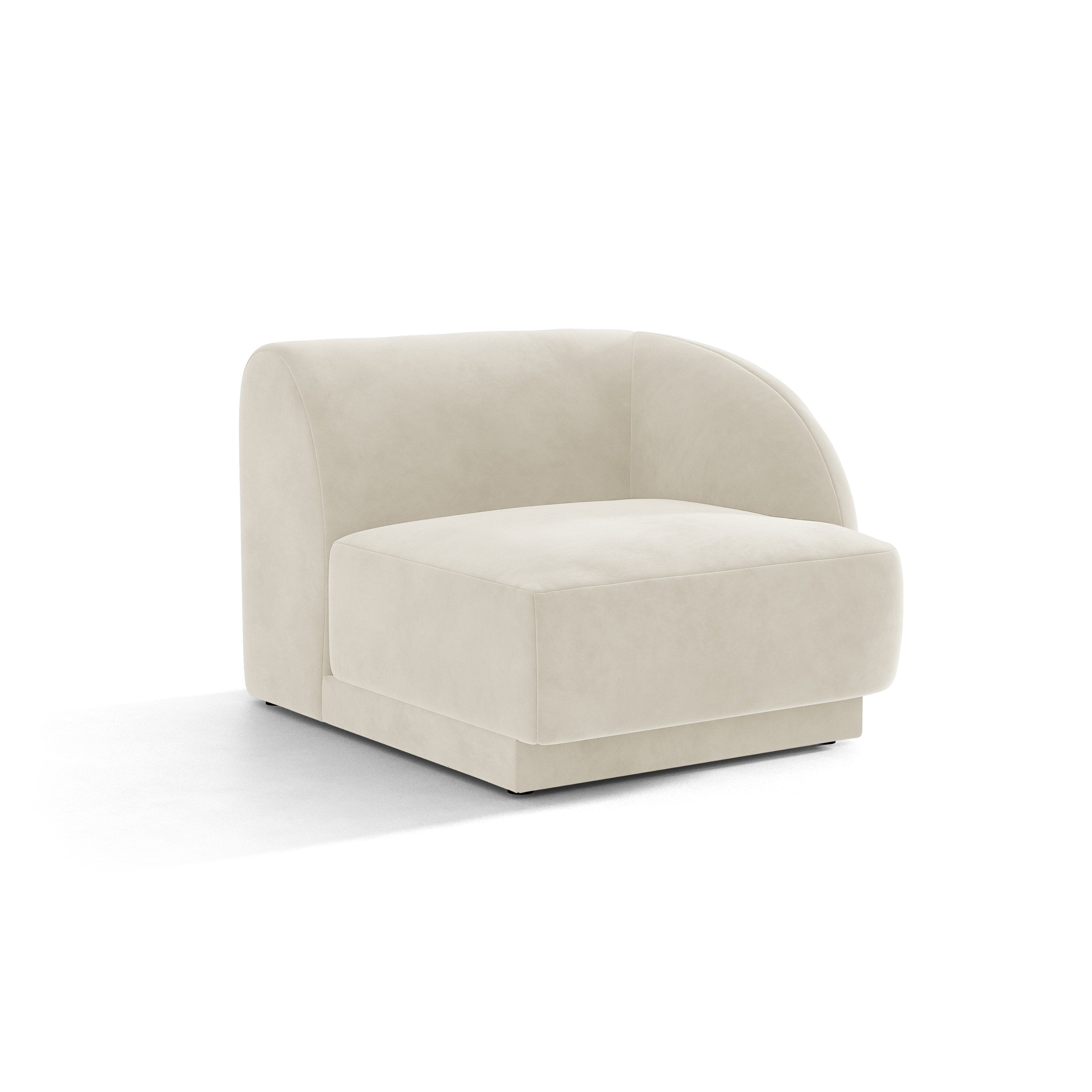Sofa modułowa aksamitna MILEY - moduł prawostronny jasnobeżowy do salonu