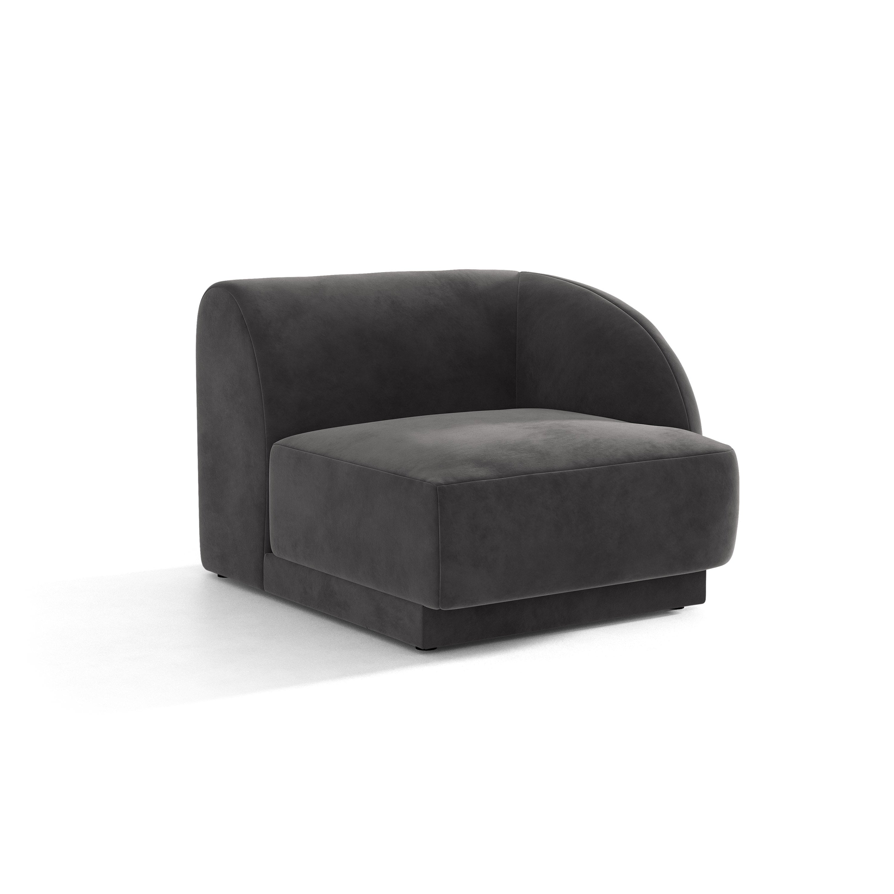 Sofa modułowa aksamitna MILEY - moduł prawostronny szary do salonu