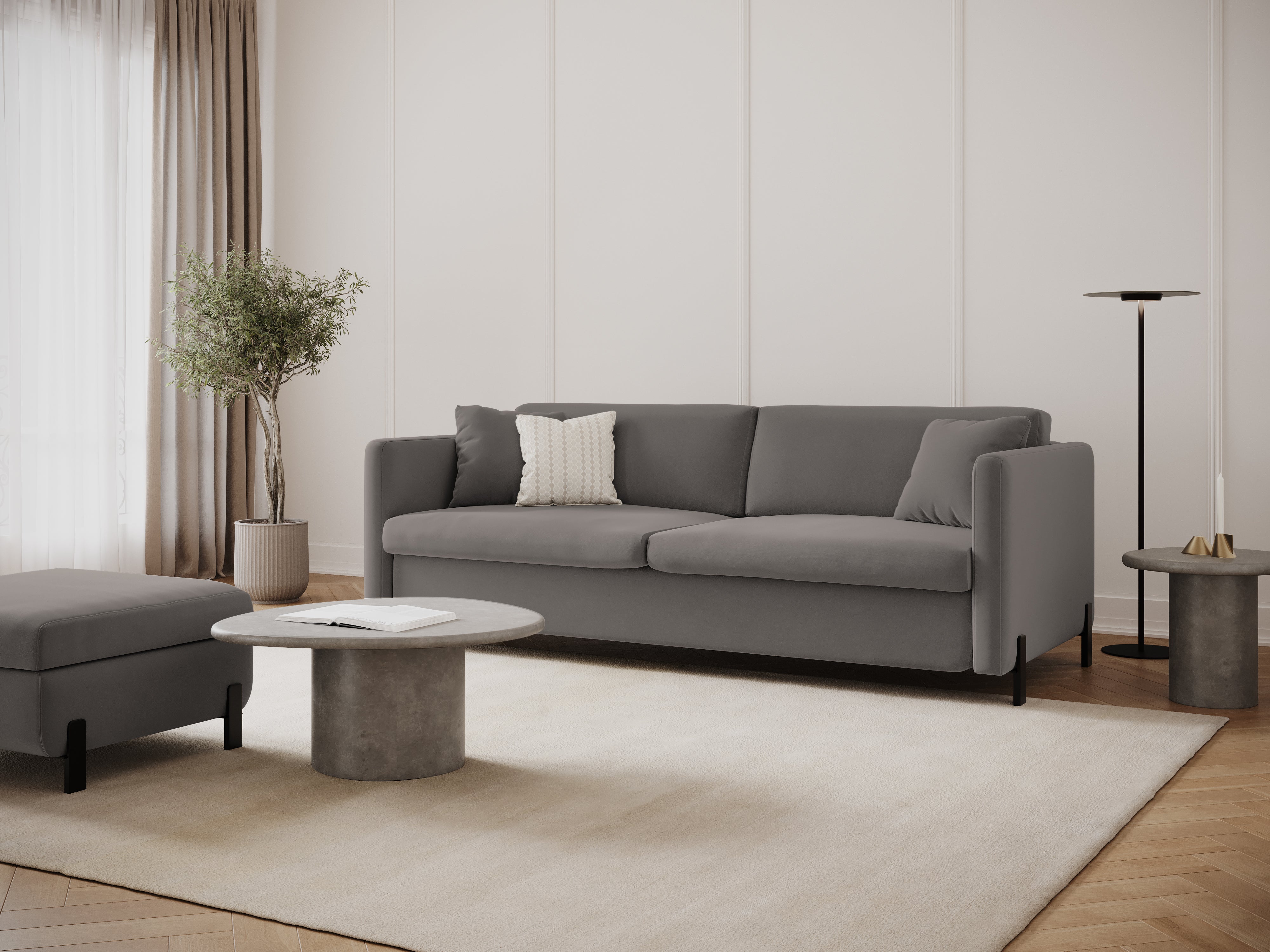 Samtsofa mit Bettfunktion, "Gloria", 2 Sitze, Grau, 182x102x80
In Europa gemacht