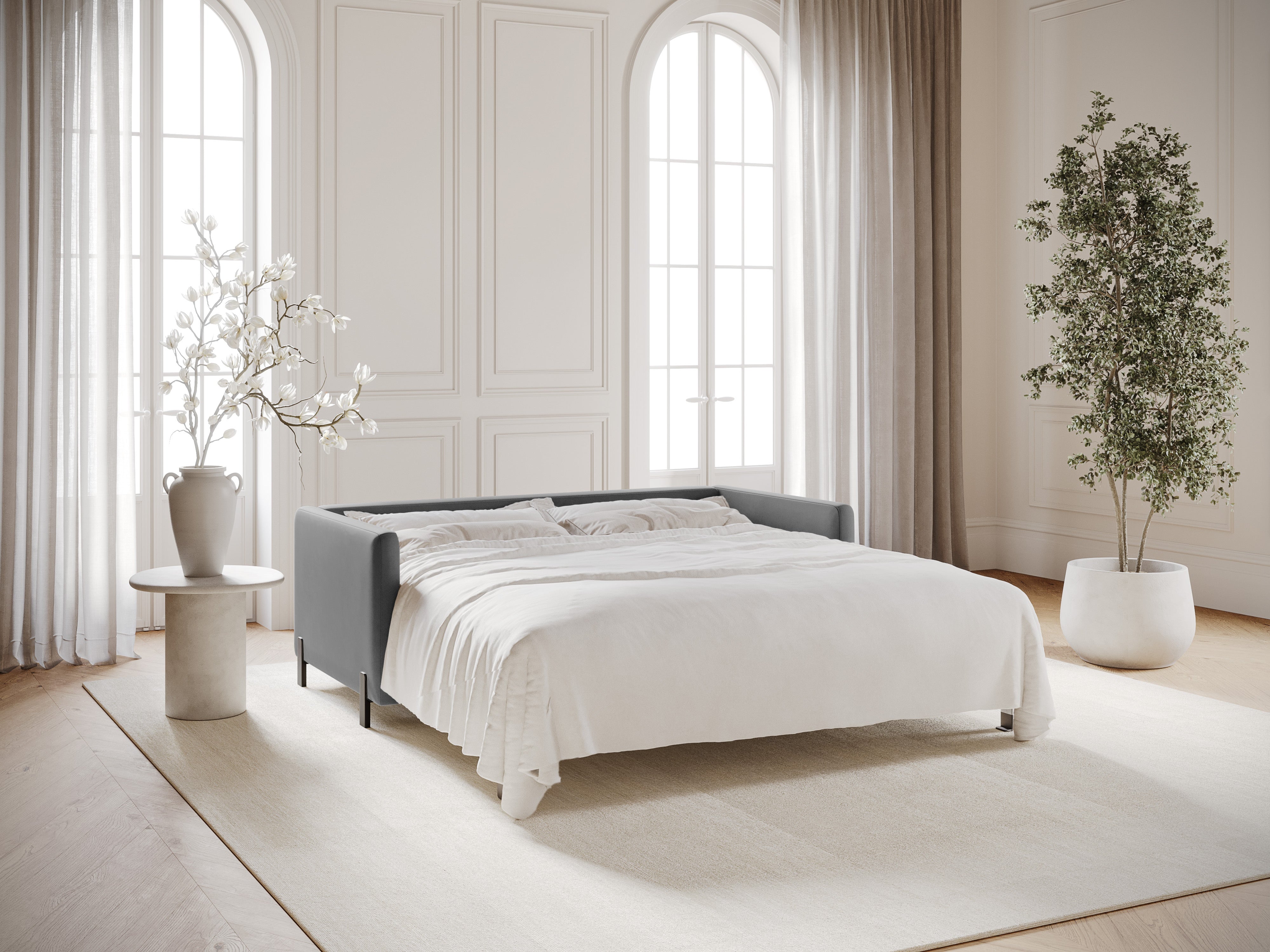 Samtsofa mit Bettfunktion, "Gloria", 2 Sitze, Grau, 182x102x80
In Europa gemacht