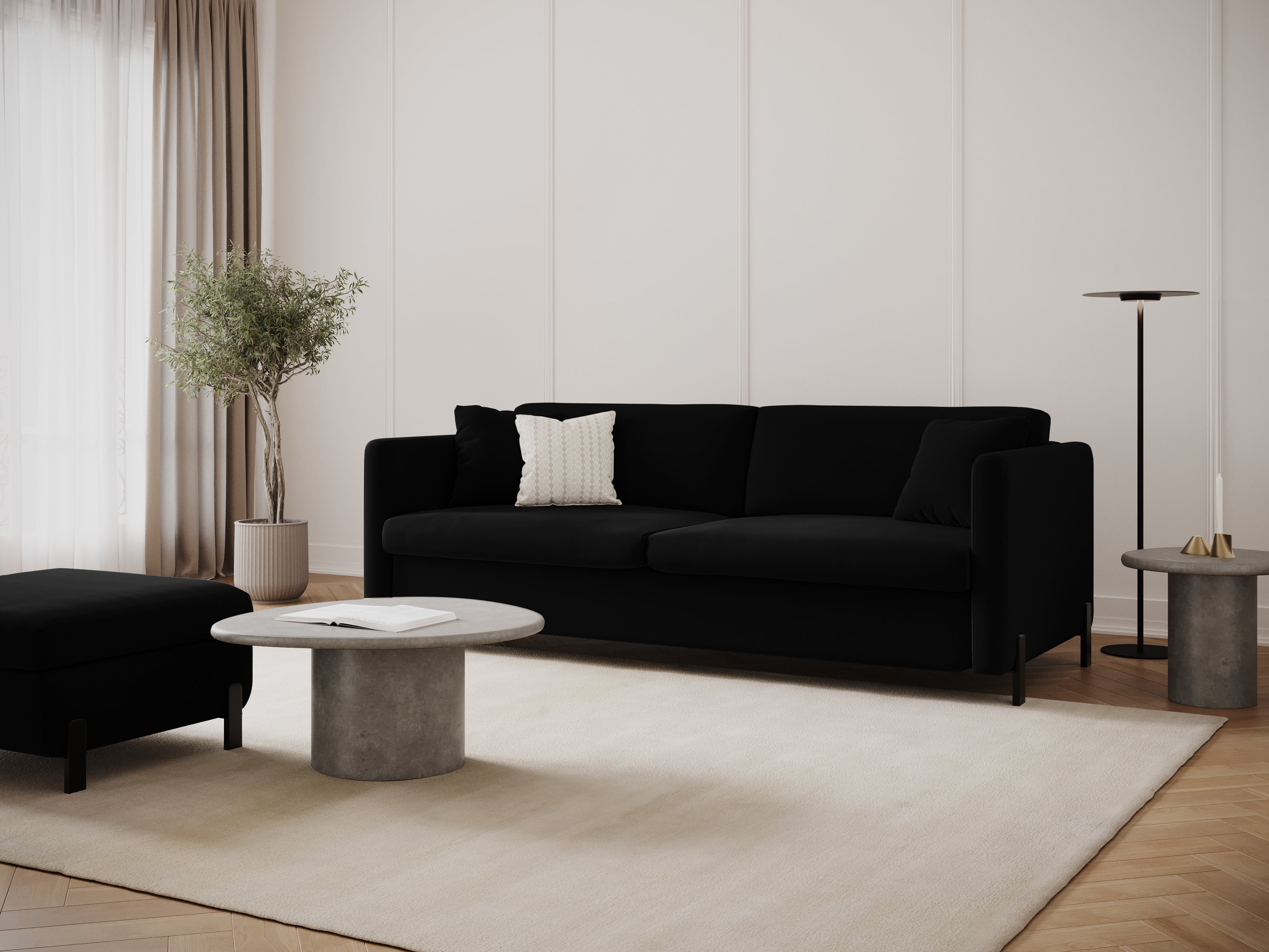 Samtsofa mit Bettfunktion, "Gloria", 2 Sitze, schwarz, 182x102x80
In Europa gemacht