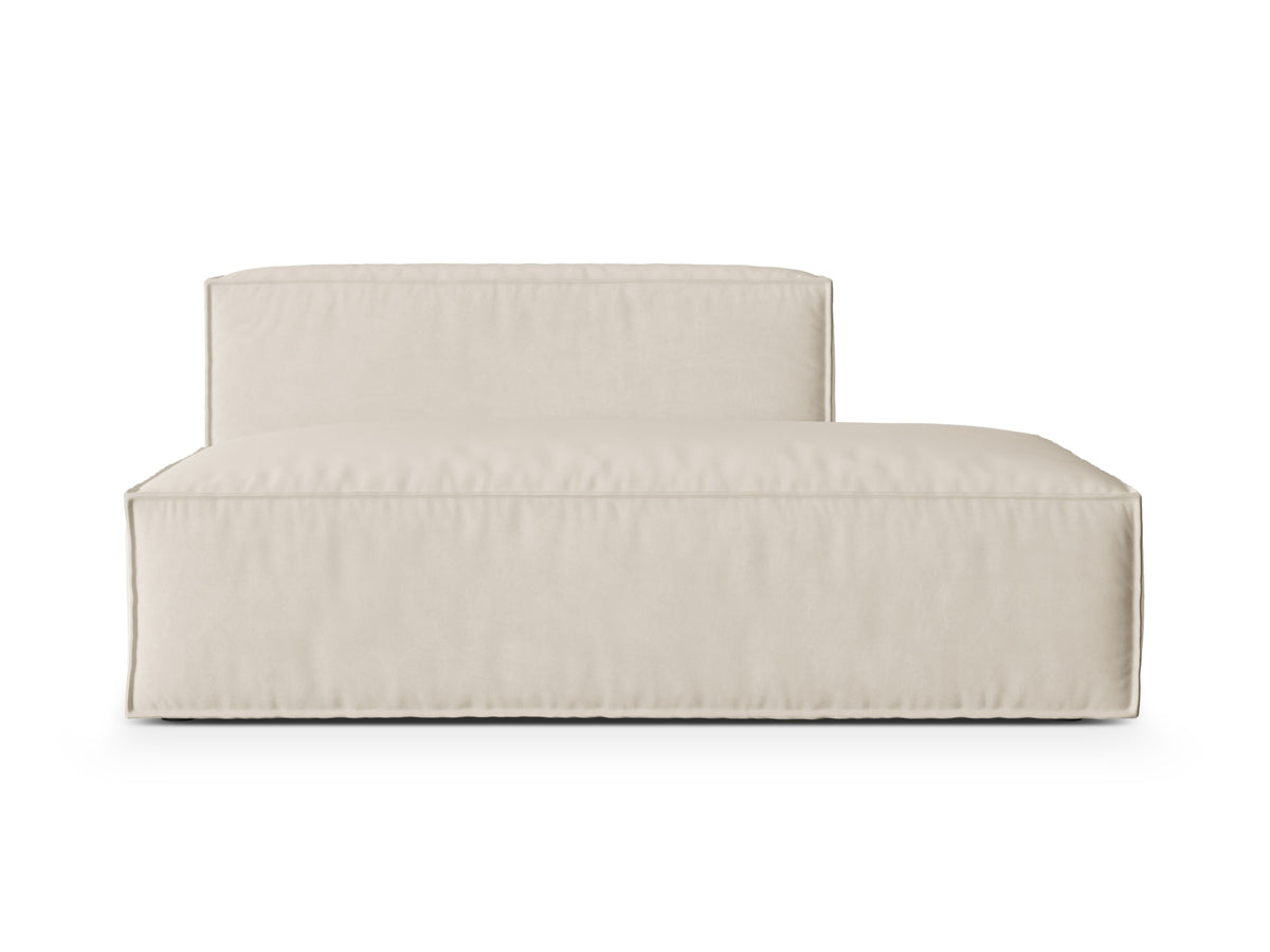 Sofa aksamitna 3-osobowa z otomaną prawostronną NURIA beżowy – Micadoni
