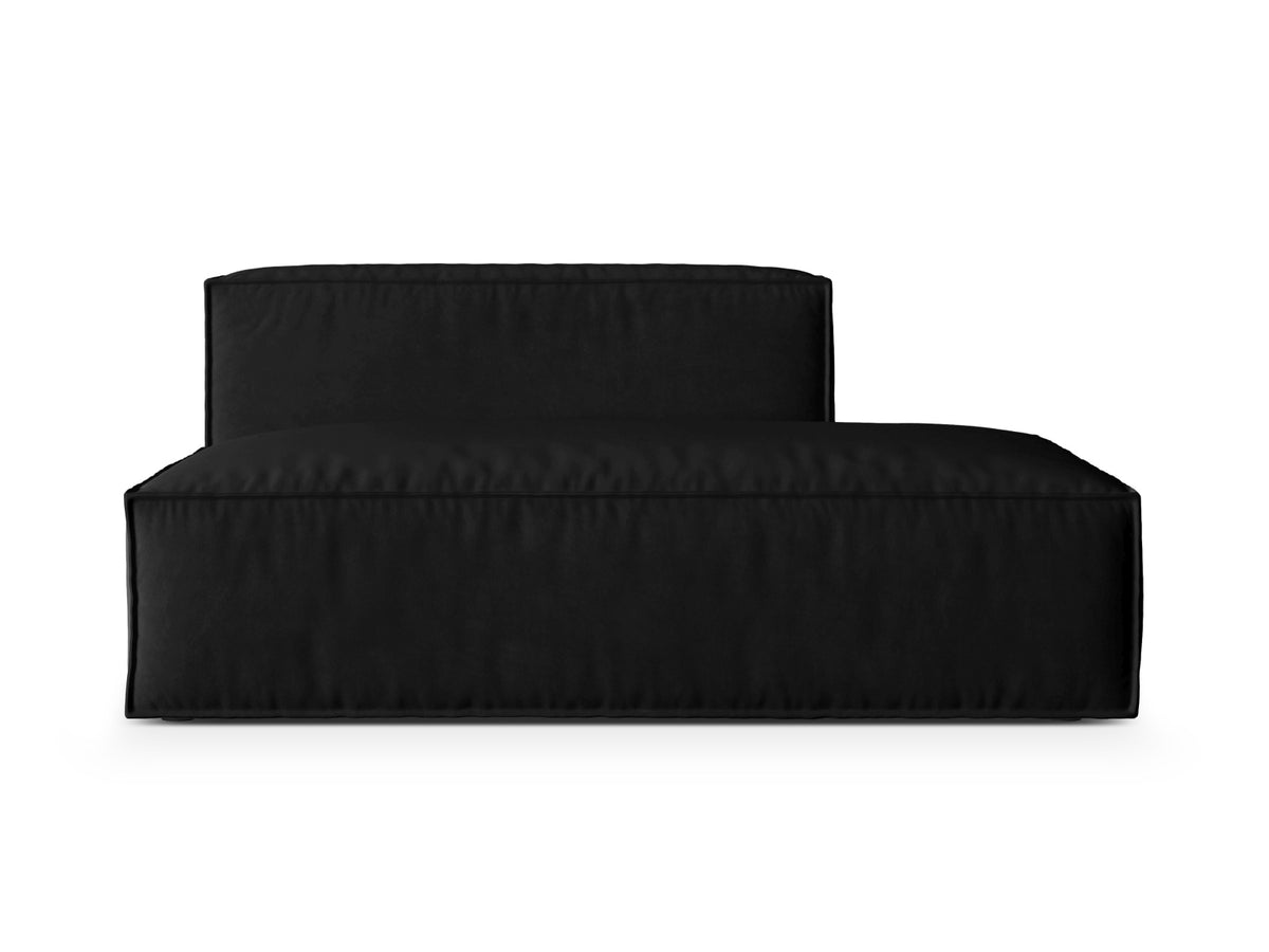 Sofa aksamitna 3-osobowa z otomaną prawostronną NURIA czarny – Micadoni