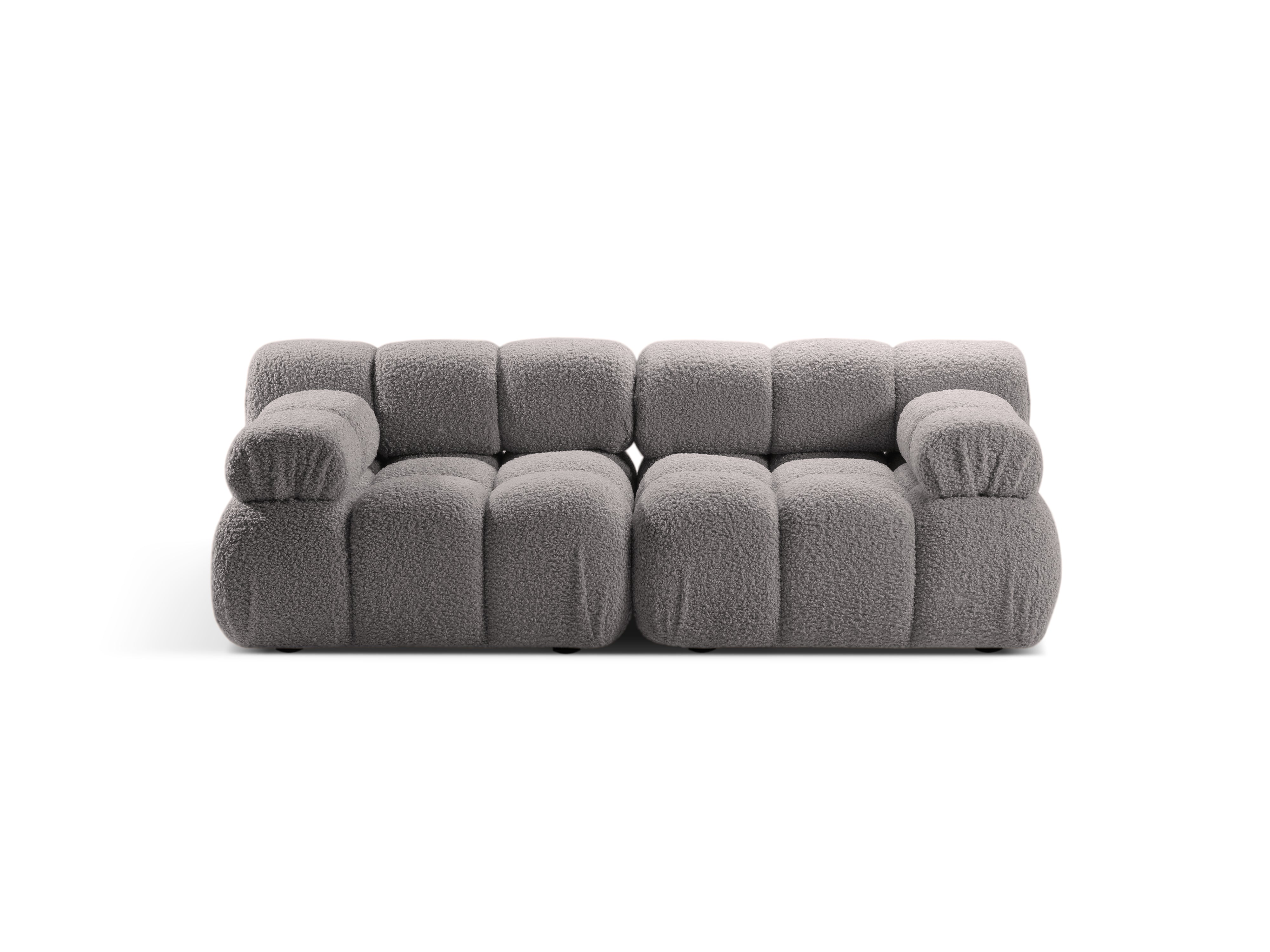 BELLIS Gray Boucle 2-Seater Modular Sofa