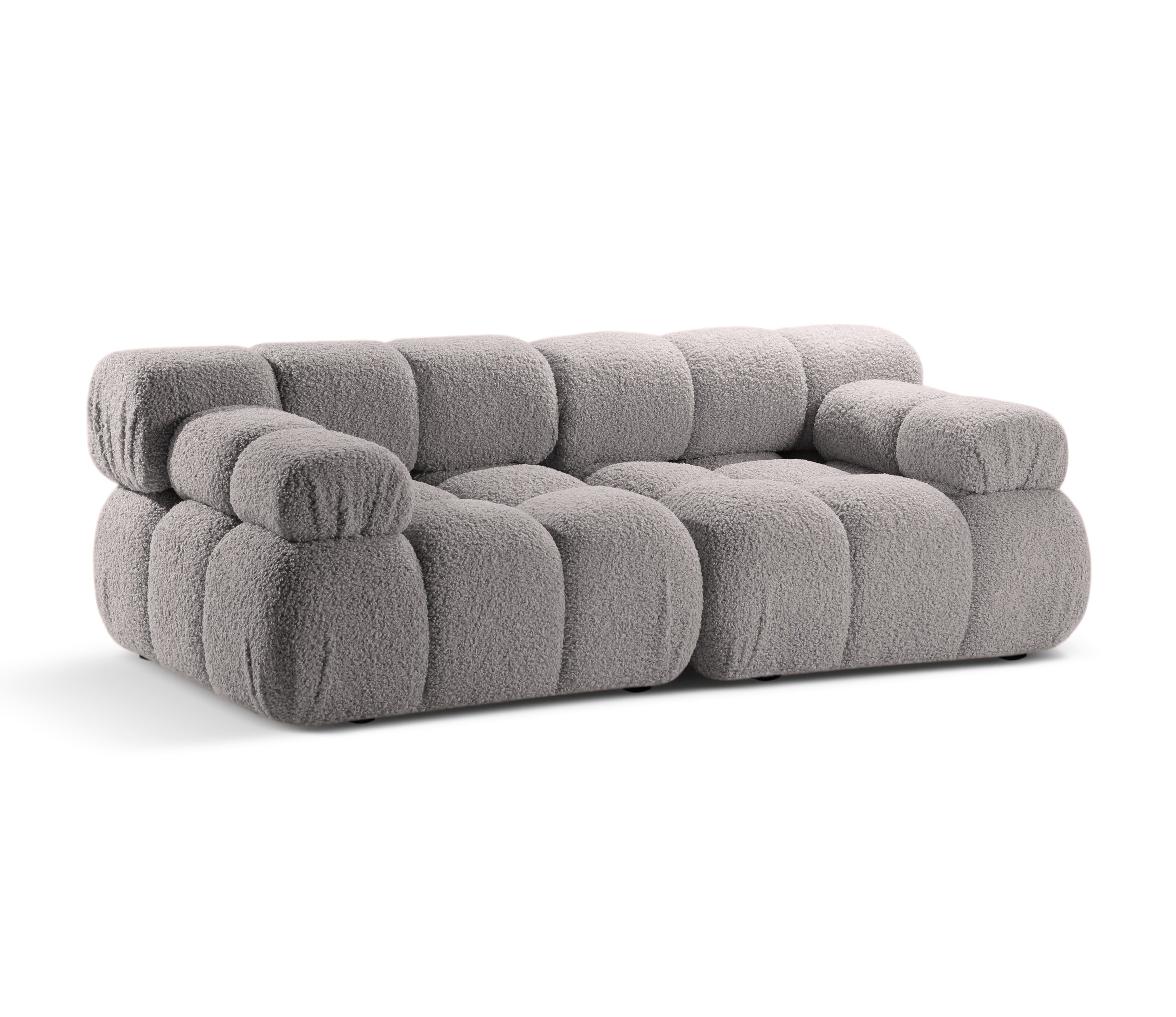 BELLIS Gray Boucle 2-Seater Modular Sofa