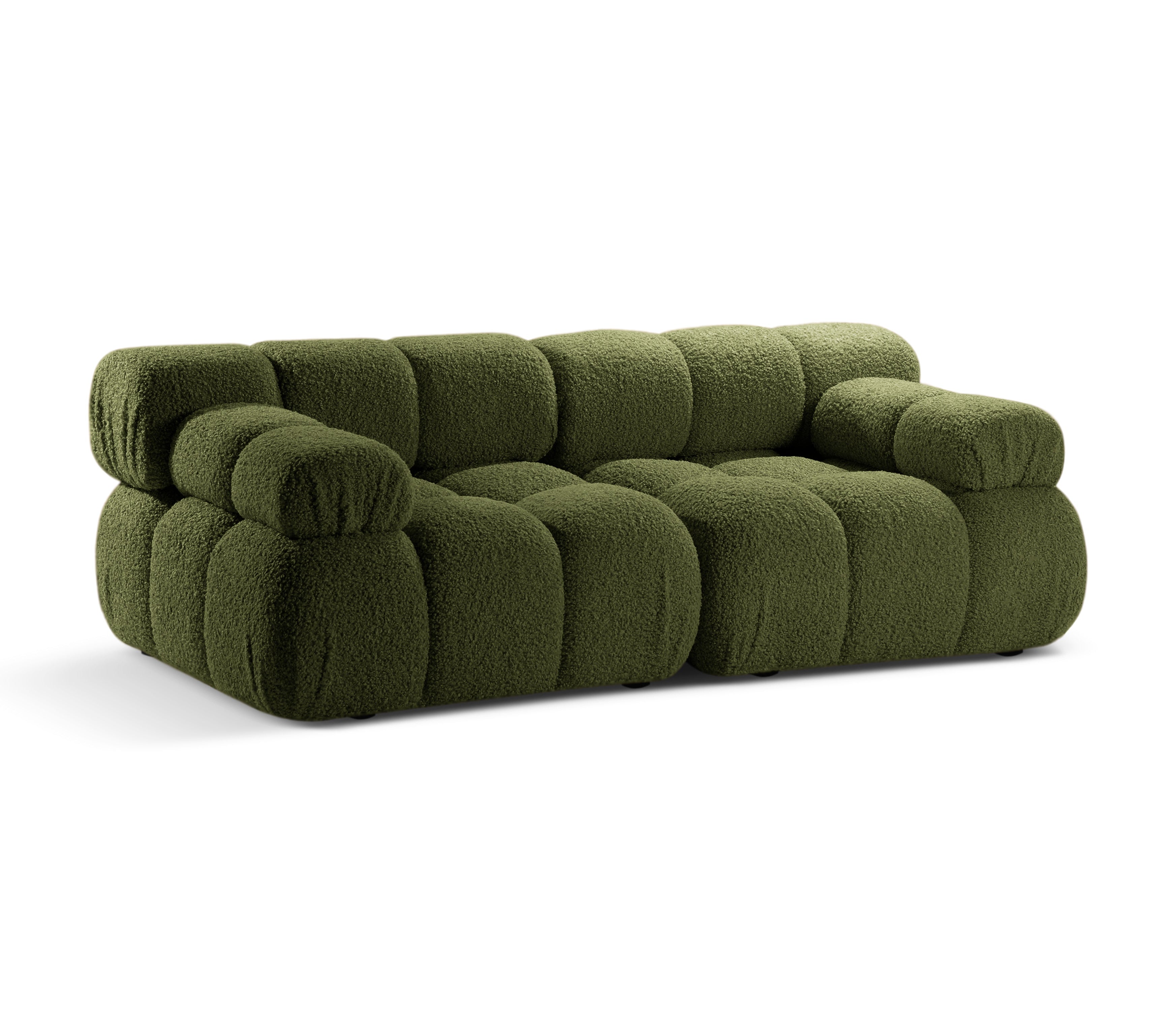 BELLIS Green Boucle 2-Seater Modular Sofa